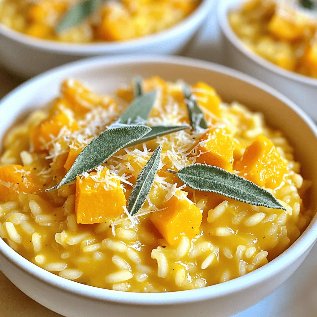 To make a creamy butternut squash sage risotto, gather these ingredients: - 1 medium butternut squash, peeled and diced - 1 ½ cups Arborio rice - 4 cups vegetable broth - 1 small onion, finely chopped - 3 cloves garlic, minced - 1 tablespoon fresh sage, chopped (plus extra for garnish) - 1 cup grated Parmesan cheese - 2 tablespoons olive oil - 1 tablespoon unsalted butter - Salt and black pepper to taste Each ingredient plays a key role. The butternut squash adds sweetness and color. Arborio rice gives the dish its creamy texture. Vegetable broth brings richness, while onion and garlic add depth. Fresh sage gives a fragrant note, and Parmesan cheese melds everything together. Olive oil and butter enhance flavor and creaminess. Lastly, salt and pepper balance the taste. Feel free to experiment with these ingredients. You could add more squash or even a sprinkle of nutmeg for warmth. First, heat 4 cups of vegetable broth in a medium saucepan over low heat. This will keep the broth warm while you cook. Warm broth helps the rice cook evenly. In a large skillet, heat 2 tablespoons of olive oil over medium heat. Add 1 small onion, finely chopped. Sauté the onion until it turns translucent, about 5 minutes. Next, add 3 cloves of minced garlic and 1 tablespoon of chopped fresh sage. Cook for 1 minute until fragrant. Now, stir in 1 medium butternut squash, peeled and diced. Cook for about 5-7 minutes. You want the squash to soften a bit, but not mushy. Add 1 ½ cups of Arborio rice to the skillet. Stir continuously for about 2 minutes. This helps coat the rice and gives it a nice toast. Now it’s time to add the warm vegetable broth. Use a ladle to add the broth slowly, one ladle at a time. Stir often and wait for the rice to absorb the broth before adding more. Continue this process for about 18-20 minutes. You’ll know it's done when the rice is creamy and al dente. Once the risotto reaches the right texture, stir in 1 tablespoon of unsalted butter and 1 cup of grated Parmesan cheese. Mix well until everything is melted and combined. Finally, season with salt and black pepper to taste. You can fold in more chopped sage for extra flavor. Let the risotto sit for a couple of minutes before serving. To get the best risotto, you need to know when it is done. Look for rice that is creamy but still has a slight bite, called al dente. You want it to flow slowly but not be too runny. - Signs of doneness: Taste a grain of rice. It should feel firm but tender. If it feels mushy, you cooked it too long. - Creaminess factors: Stir the rice often. This helps release the starch, creating that creamy texture. Using enough broth, but not too much at once, is key. Sometimes you may not have all the ingredients. No worries! There are great swaps. - Alternatives for Arborio rice: You can use Carnaroli or Vialone Nano rice. They also create creamy risottos. If you need a quick fix, try quinoa for a different texture. - Vegan cheese options: If you want a vegan dish, use nutritional yeast or cashew cheese. They add flavor and creaminess too. Having the right tools makes cooking easier. A good skillet can change how your risotto turns out. - Best skillet for risotto: Use a wide, heavy-bottomed skillet. It helps the rice cook evenly and gives you more surface area for stirring. - Choosing a proper ladle: A good ladle is important. It should be sturdy and have a deep bowl to hold enough broth. This way, you can add the right amount with each scoop. {{image_2}} You can make your butternut squash sage risotto even heartier by adding protein. If you like meat, try adding cooked chicken or shrimp. Just sauté them in the skillet before you mix in the rice. This way, the flavors blend well. For a vegetarian option, consider adding beans. White beans or chickpeas add protein and texture. Mix them in just before serving to keep them firm. This makes the risotto filling and nutritious. Don’t be afraid to have fun with flavors! You can experiment with different herbs and spices. Thyme or rosemary work great with the sage. A pinch of nutmeg adds warmth too. You can also toss in other vegetables. Spinach, peas, or roasted red peppers are tasty choices. Just add them in with the butternut squash so they cook nicely. Make the most of the seasons with your risotto. In the fall, use fresh apples or pears. They add a sweet touch that pairs well with squash. During winter, consider adding Brussels sprouts or kale. These greens give a nice bite and are in season. They also boost the nutrients in your dish. Enjoy the seasonal flavors and make your risotto special! Store your leftover risotto in an airtight container. Glass or plastic containers work well. Make sure to cool it down first. Place it in the fridge. It can stay fresh for 3 to 5 days. When you are ready to eat, check for any signs of spoilage. To reheat risotto, use the stovetop for best results. Add a little broth or water to keep it moist. Heat it slowly over low to medium heat. Stir often to keep the texture smooth. You can also use a microwave. Just cover the dish and heat in short bursts. Check and stir every minute. You can freeze risotto for up to 2 months. Use a freezer-safe container or bag to keep it airtight. When you are ready to eat, thaw it in the fridge overnight. Reheat it on the stove, adding some broth to restore creaminess. Avoid freezing risotto with added cheese, as it may change the texture. Risotto keeps well in the fridge for about 3-5 days. Store it in a sealed container. Make sure it cools down before putting it away. This helps keep it fresh and tasty. Yes, you can make risotto ahead of time. It’s great for meal prep. Cook it fully, then let it cool. Store it in the fridge until you are ready to eat. Just reheat it slowly, adding a bit of broth to restore creaminess. Some common mistakes include not stirring enough or adding broth too fast. Stirring helps the rice release starch, making it creamy. Adding broth too quickly can leave the rice hard. Take your time and enjoy the process. Yes, butternut squash sage risotto is gluten-free. It uses Arborio rice, which has no gluten. Make sure your vegetable broth is also gluten-free when you cook. This way, you can enjoy a safe and delicious meal. You learned how to make a delicious butternut squash sage risotto. We covered key ingredients, step-by-step instructions, and tips for perfecting your dish. Remember to keep seasoning in mind and feel free to play with flavors. You can add veggies, protein, or even freeze some for later. With practice, you'll master this cozy meal. Enjoy cooking, and share your tasty results!