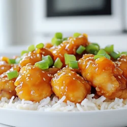 - 1 lb boneless chicken thighs, cut into bite-sized pieces - 1/2 cup all-purpose flour - 1/4 cup cornstarch - 1 teaspoon salt - 1 teaspoon black pepper - 2 tablespoons vegetable oil (for frying) - 2 cloves garlic, minced - 1-inch piece ginger, grated - 1 cup fresh orange juice (about 2-3 oranges) - 1/4 cup soy sauce - 1/4 cup sugar - 1 tablespoon rice vinegar - 1 teaspoon sesame oil - 1 tablespoon cornstarch mixed with 2 tablespoons water (slurry) You need some basic tools to make this dish. A large skillet works best for frying. You’ll also want a mixing bowl to combine the flour and cornstarch. A paper towel helps to drain the fried chicken and keep it crispy. A small bowl for the cornstarch slurry is helpful too. Garnish your dish for a nice finish. Sliced green onions add color and flavor. Sesame seeds bring a nice crunch. You can also use orange zest for extra orange flavor. Serve over steamed white or jasmine rice for a great meal. Start by cutting 1 pound of boneless chicken thighs into bite-sized pieces. Use a mixing bowl to combine 1/2 cup of all-purpose flour, 1/4 cup of cornstarch, 1 teaspoon of salt, and 1 teaspoon of black pepper. Toss the chicken pieces in this mix until they are well coated. This coating helps make the chicken crispy later. Heat 2 tablespoons of vegetable oil in a large skillet over medium-high heat. Once the oil is hot, add the coated chicken pieces in batches. Cook them for about 4-5 minutes until they are golden brown and crispy on all sides. Be careful not to crowd the pan, as this can make the chicken less crispy. After cooking, place the chicken on a paper towel-lined plate to soak up extra oil. In the same skillet, add 2 cloves of minced garlic and a 1-inch piece of grated ginger. Sauté these for about 30 seconds until fragrant. Next, pour in 1 cup of fresh orange juice, 1/4 cup of soy sauce, 1/4 cup of sugar, 1 tablespoon of rice vinegar, and 1 teaspoon of sesame oil. Stir to combine and bring this mixture to a simmer. To thicken the sauce, gently stir in a cornstarch slurry made with 1 tablespoon of cornstarch mixed with 2 tablespoons of water. Cook for another 2-3 minutes until the sauce reaches your desired thickness. Finally, add the cooked chicken back into the skillet, tossing it with the sauce. Cook for an additional minute to heat through. To get that perfect crispy coating, use a mix of flour and cornstarch. The cornstarch helps give the chicken a light crunch. Make sure to toss the chicken well in the dry mix until each piece is fully coated. This step is key for texture. When frying, do not overcrowd the pan. Fry in small batches to keep the oil hot. This ensures even cooking and a nice, golden color. Let the chicken rest on paper towels after frying to soak up extra oil. For a tasty orange sauce, use fresh orange juice. It brightens the dish and adds great flavor. You can also add a splash of soy sauce for saltiness. Rice vinegar gives it a nice tang. For sweetness, sugar balances the flavors. If you want to boost the taste, consider adding a pinch of red pepper flakes for heat. This adds depth and makes the dish more exciting. Don’t forget the sesame oil for a touch of nutty flavor. For a beautiful presentation, serve your orange chicken over steamed white rice or jasmine rice. The rice will soak up the sauce and add a nice base. You can also sprinkle sliced green onions and sesame seeds on top. This adds color and a fresh taste. For an extra touch, add some orange zest on top. This brings out the orange flavor and makes the dish pop. Enjoy your meal with a side of steamed broccoli or snap peas for a complete dinner! {{image_2}} You can make this orange chicken healthier. To go gluten-free, swap all-purpose flour for rice flour. It works well for the crispy coating. For a low-sugar option, use a sugar substitute like stevia or monk fruit. This change keeps the sweet flavor without the extra calories. You can also use fresh orange zest for added taste without sugar. If you want to switch proteins, tofu is a great choice. Press and cube firm tofu. Coat it in the same batter as the chicken. Fry it until golden and crispy. Shrimp is another option. Use peeled and deveined shrimp. They cook faster, so adjust your frying time. Both options give a new twist to the dish. You can enhance the flavor of your orange chicken with spices. Try adding red pepper flakes for a spicy kick. You could also mix in some fresh herbs, like cilantro or basil, for a fresh taste. Adding vegetables can boost nutrition too. Bell peppers, broccoli, or snap peas work well. Stir them in when making the sauce for extra color and crunch. After enjoying your orange chicken, let it cool down to room temperature. Place the chicken in an airtight container. This keeps moisture in and prevents the chicken from drying out. If you have extra sauce, store it separately. This helps maintain the crispiness of the chicken. When you're ready to enjoy leftovers, preheat your oven to 350°F (175°C). Place the chicken on a baking sheet. Reheat for about 10-15 minutes until hot. If you prefer the stovetop, heat a pan over medium heat. Add a splash of oil and warm the chicken for about 5 minutes, turning it often. This method helps keep the chicken crispy. If stored properly, your orange chicken can last in the fridge for up to 3 days. For longer storage, consider freezing it. In the freezer, it can last up to 2 months. Just remember to thaw in the fridge before reheating. This ensures it stays tasty when you’re ready to eat it. To make the sauce thicker, add more cornstarch. Mix one tablespoon of cornstarch with two tablespoons of cold water. Stir this slurry into the sauce while it simmers. Cook for another two to three minutes, and it will thicken up nicely. If you want an even thicker sauce, repeat this step. Yes, you can use chicken breast instead of thighs. Chicken breasts are leaner and will still taste great. Cut them into bite-sized pieces like the thighs. Cook them the same way for crispy results. Just remember that breasts may need less cooking time. Orange chicken pairs well with many sides. I recommend serving it over steamed white rice or jasmine rice. You can also add some stir-fried vegetables for color and nutrition. Consider serving a fresh salad or egg rolls for a fun twist. To store orange chicken, let it cool first. Place it in an airtight container in the fridge. It will last for three to four days. To reheat, use a skillet over medium heat. Add a splash of water or orange juice to keep it moist. Stir until heated through. You can also use a microwave, but be careful not to overcook it. Making Better Than Takeout Orange Chicken at home is fun and rewarding. We covered key ingredients, step-by-step cooking tips, and ways to serve it nicely. Remember, you can tweak this recipe to fit your taste or diet. Whether you want a classic dish, a healthier option, or a new flavor twist, the choice is yours. Enjoy your cooking adventure and make your meals special with this easy recipe!