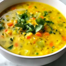 Here is a list of the ingredients you need to make Vegan Lemon Lentil Turmeric Soup: - 1 cup green or brown lentils, rinsed - 1 medium onion, diced - 2 cloves garlic, minced - 1 carrot, diced - 2 celery stalks, diced - 1 teaspoon turmeric powder - 1 teaspoon ground cumin - 6 cups vegetable broth - 1 lemon (zest and juice) - Salt and pepper to taste - 2 tablespoons olive oil - Fresh cilantro or parsley for garnish Each ingredient plays a key role in the taste and health of this soup. Lentils provide protein and fiber. They are also low in fat. Onions and garlic add flavor and help your immune system. Carrots and celery give a nice crunch and more nutrients. Turmeric and cumin bring warmth and depth to the flavor. Don't forget the lemon! It adds brightness and a fresh zing. Olive oil gives richness, while salt and pepper balance all the flavors. Finally, use fresh herbs like cilantro or parsley to top it off. They add color and a burst of freshness. With these ingredients ready, you can start making a soup that warms the soul and nourishes the body. Enjoy the process of cooking, and let the aromas fill your kitchen. {{ingredient_image_1}} - Heat 2 tablespoons of olive oil in a large pot. - Add 1 medium diced onion and 2 minced garlic cloves. - Sauté until the onion becomes translucent, about 5 minutes. This step builds the soup's foundation. The onion and garlic add rich flavors. The olive oil helps with cooking and adds healthy fats. - Stir in 1 diced carrot and 2 diced celery stalks. - Cook for an additional 4-5 minutes until slightly softened. - Sprinkle in 1 teaspoon of turmeric and 1 teaspoon of cumin. Mix everything well to coat the veggies with spices. This step adds color and warmth to the dish. Turmeric and cumin bring health benefits too. - Add 1 cup of rinsed lentils and 6 cups of vegetable broth to the pot. - Bring to a boil, then reduce the heat to simmer. Cover the pot and let it cook for about 25-30 minutes. This allows the lentils to absorb flavors and become tender. As the lentils cook, they will soften and thicken the soup. The broth helps create a warm and comforting dish. To make your soup creamy, use an immersion blender. Blend only half of the soup for a nice mix of smooth and chunky. This gives your soup a rich feel. If you don't have a blender, you can mash some lentils with a fork. For flavor, always taste as you go. Add salt and pepper slowly. A little at a time helps avoid over-seasoning. You can also squeeze in extra lemon juice for brightness. This adds a fresh lift. Cooking lentils well is key. Rinse them before cooking to remove dirt. Cook them in the broth, not water. This helps them soak up all the flavor. Check them after 25 minutes. They should be soft but not mushy. When it comes to veggies, chop them evenly. This helps them cook at the same time. Sauté them until they are just soft. This keeps their color bright and taste fresh. Enjoy the vibrant look of your soup as much as its taste! Pro Tips Soaking Lentils: Soaking your lentils for a few hours can reduce cooking time and enhance their digestibility. Adjusting Consistency: If you prefer a thinner soup, simply add more vegetable broth or water to reach your desired consistency. Flavor Boost: For an extra flavor boost, consider adding a bay leaf or a sprig of thyme while simmering the soup. Storage Tips: This soup stores well in the refrigerator for up to 5 days and can also be frozen for longer storage. Just reheat before serving! {{image_2}} You can switch up the lentils in this soup. Black beans or chickpeas work well. Quinoa or barley can also add a nice texture. For herbs, try using dill or basil instead of cilantro or parsley. Each herb brings its unique flavor. Want some heat? Add a pinch of cayenne or chili powder. This spice brings warmth without hiding the soup's zest. Pair this soup with crusty bread or a fresh salad. These sides complement the soup and add crunch. Enjoy your meal with a squeeze of extra lemon for brightness. To keep your Vegan Lemon Lentil Turmeric Soup fresh, store it in an airtight container. Make sure the soup cools down before sealing it. This helps stop bacterial growth. It lasts in the fridge for about 4 to 5 days. If you want to enjoy it later, freezing is a great option. To freeze leftovers, let the soup cool first. Then, pour it into freezer-safe bags or containers. Leave some space at the top for expansion. This keeps the soup from bursting. When you want to eat it, take it out of the freezer and place it in the fridge overnight to thaw. For reheating, warm it on the stove over low heat. Stir often to avoid sticking. You can also microwave it in a bowl. Just cover it to keep moisture in. Enjoy your soup with fresh flavor! Yes, you can use other lentils. Red lentils cook faster and become soft. Green or brown lentils hold their shape better. Each type adds a different texture to the soup. Experiment with your favorite lentils for varied flavor! Absolutely! This soup stores well in the fridge. It can last up to five days. Just let it cool before storing it in an airtight container. You can also freeze it for up to three months. Simply thaw and reheat when you're ready to enjoy! To spice it up, add some red pepper flakes. You can also add a chopped jalapeño for heat. For more flavor, try adding smoked paprika or a splash of hot sauce. Fresh herbs like thyme or basil can enhance the taste, too. Experiment to find your perfect blend! Yes, you can blend part of the soup for creaminess. Use an immersion blender or a regular blender. Blend until you reach your desired texture. This adds a rich and smooth feel to the soup without using dairy. This soup pairs well with crusty bread or a fresh salad. A side of quinoa or brown rice also complements it. You can even serve it with a dollop of vegan yogurt for added creaminess! Store leftovers in an airtight container. Keep it in the fridge for up to five days. For longer storage, freeze it in portions. This way, you can enjoy it later without waste. This blog post outlined a tasty lentil soup recipe, showing you the best ingredients and steps. You learned about cooking lentils, using spices, and storing leftovers. Remember to mix and match your flavors for variety. The soup is a warm hug in a bowl, perfect for any day. Enjoy your creation, and don’t hesitate to share your own twists! Each bowl is a chance to explore new tastes. Keep on cooking and have fun with it!