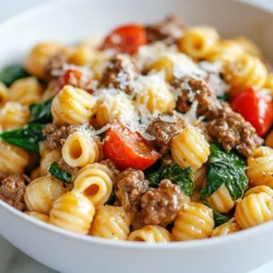 For this recipe, I recommend using high-protein pasta. Here are some great options: - 8 oz chickpea pasta - 8 oz lentil pasta - 8 oz quinoa pasta These options boost protein while keeping the dish delicious and filling. High-protein pasta has more fiber and nutrients than regular pasta. It helps you feel satisfied longer. Choosing the right beef is key. I suggest using lean ground beef for a healthier meal. Look for ground beef with 90% lean or higher. This option has less fat and cooks up tender. You can also try ground turkey or chicken if you prefer a lighter taste. The sauce is what makes this dish special. Here’s what you’ll need: - 1 cup Greek yogurt - 1/2 cup low-fat cream cheese - 1 cup chopped spinach - 1 cup halved cherry tomatoes - 3 cloves minced garlic - 1 finely chopped onion - 1 teaspoon Italian seasoning - Salt and pepper to taste - 2 tablespoons olive oil These ingredients blend together to create a rich and creamy sauce. The Greek yogurt adds protein and tanginess while the cream cheese makes it smooth. The veggies add color and nutrients to the dish. {{ingredient_image_1}} Start by boiling water in a large pot. Add a pinch of salt to the water. Once it’s boiling, add 8 oz of high-protein pasta. I like chickpea or lentil pasta for extra protein. Cook the pasta according to the package instructions, usually about 8-10 minutes. Stir it occasionally to avoid sticking. Once done, drain the pasta and set it aside. In a large skillet, pour in 2 tablespoons of olive oil. Heat it over medium heat. Add 1 finely chopped onion and sauté for 3-4 minutes until it turns translucent. Next, add 3 minced garlic cloves and cook for another minute. This makes the kitchen smell amazing! Increase the heat to medium-high and add 1 lb of lean ground beef. Break it apart with a spoon while it cooks. Cook the beef for 6-8 minutes until it turns brown. Mix in 1 teaspoon of Italian seasoning, along with salt and pepper to taste. Stir well. Lower the heat and toss in 1 cup of chopped spinach and 1 cup of halved cherry tomatoes. Let them cook for 2-3 minutes until they soften. In a separate bowl, mix 1 cup of Greek yogurt with 1/2 cup of low-fat cream cheese. Stir until it’s smooth. Add this creamy mixture to the skillet and stir it well. This is where the magic happens! Now, fold in the cooked high-protein pasta. Make sure every piece of pasta is coated in that creamy sauce. Taste and adjust the seasoning if needed. Let the dish warm for a couple more minutes. Then, it’s ready to serve! To boost protein in your dish, consider adding beans or lentils. These ingredients blend well and add texture. You can also mix in some cooked chicken breast or turkey for extra protein. If you want to keep it simple, use more Greek yogurt. It is a great source of protein and makes the sauce creamy. For the best creamy texture, blend the Greek yogurt and cream cheese well. This helps avoid lumps in your sauce. You can add a splash of pasta water to thin the sauce if it gets too thick. Stir continuously while adding pasta to ensure every piece is coated in the creamy goodness. Serve your High-Protein Creamy Beef Pasta in deep bowls. Top it with grated Parmesan cheese for added flavor. A sprinkle of fresh spinach leaves makes it look nice. Pair it with a light salad or garlic bread for a complete meal. Don’t forget to enjoy it warm for the best taste! Pro Tips Use Fresh Ingredients: Whenever possible, opt for fresh spinach and ripe cherry tomatoes to enhance the flavor and nutrition of your dish. Adjust the Creaminess: Feel free to adjust the amount of Greek yogurt and cream cheese based on your desired level of creaminess in the sauce. Spice it Up: If you like a bit of heat, consider adding red pepper flakes or a dash of hot sauce to the beef while cooking for an extra kick. Meal Prep Friendly: This recipe is great for meal prep! Make a larger batch and store it in the fridge for quick lunches or dinners throughout the week. {{image_2}} You can easily swap the beef for plant-based options. Try using lentils or chickpeas for protein. You can also use mushrooms for a meaty texture. Tofu is another great choice. It soaks up flavors well and adds protein too. If you want a creamy sauce, use silken tofu mixed with Greek yogurt for richness. While high-protein pasta is great, you can choose other types as well. Whole wheat pasta adds more fiber and nutrients. Zucchini noodles are a fun and low-carb option. You can even try spiralized veggies for a fresh twist. Just remember to adjust cooking time based on the pasta type you pick. Want to boost the flavor? Add herbs like basil or parsley for freshness. A splash of lemon juice brightens up the dish. You can also mix in crushed red pepper for some heat. For a smoky taste, try adding smoked paprika. Don’t be afraid to play with spices to find your perfect blend! After you make the High-Protein Creamy Beef Pasta, cool it down. Store the leftovers in an airtight container. This helps keep the flavors fresh. You can keep it in the fridge for up to three days. When reheating, make sure it warms evenly. Stir it well to keep the creamy sauce smooth. If you want to save some for later, freezing is a great option. Let the pasta cool completely first. Then, place it in a freezer-safe container. You can also use freezer bags; just remove as much air as you can. This dish can freeze well for up to two months. Label your container with the date for easy tracking. To reheat your pasta, take it out of the fridge or freezer. If frozen, let it thaw overnight in the fridge. Heat it gently in a skillet over low heat. Add a splash of water or broth if it seems dry. Stir often to make sure it warms through. For best results, avoid using the microwave, as it can make the pasta mushy. Yes, you can use regular pasta. However, it will change the protein content. High-protein pasta, like chickpea or lentil, adds more nutrition. If you choose regular pasta, consider adding extra protein sources, like chicken or beans, to keep it balanced. To make this dish dairy-free, swap Greek yogurt and cream cheese with dairy-free alternatives. Use coconut yogurt or cashew cream for the creamy texture. These options provide richness without dairy. Always check labels to ensure there are no hidden dairy ingredients. Great sides include a fresh salad or steamed vegetables. A simple green salad with lemon vinaigrette adds brightness. Roasted broccoli or green beans can also complement the dish’s creamy texture. These sides boost the meal’s nutrition and make it more colorful. This post covered tasty high-protein creamy beef pasta. We explored the best ingredients, like lean beef and creamy sauces. You learned step-by-step cooking, from pasta to sauce. Tips showed how to boost protein and perfect texture. We shared veggie options and storage tips. Remember, cooking can be fun and healthy. Try new flavors and ingredients. Make this dish your own! Enjoy your meals and happy cooking!