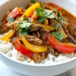 - 2 lbs flank steak - 1 large onion, sliced - 1 bell pepper (red or green), sliced - 4 cloves garlic, minced - 1 can (14 oz) diced tomatoes - 2 tablespoons tomato paste - 1 tablespoon ground cumin - 1 tablespoon smoked paprika - 1 teaspoon dried oregano - 1 tablespoon olive oil - 1 cup beef broth - 1 bay leaf - Salt and pepper to taste - Fresh cilantro for garnish Cuban Ropa Vieja needs simple yet tasty ingredients. The flank steak is the star. It has great flavor and shreds easily after cooking. Sliced onions and bell peppers add sweetness. Fresh garlic brings a punch of flavor. The canned tomatoes and tomato paste create a rich sauce. They keep the dish moist and add depth. The spices—cumin, smoked paprika, and oregano—are key. They give the dish its unique taste. Beef broth adds richness. The bay leaf infuses a subtle aroma. Always season with salt and pepper to enhance all the flavors. Fresh cilantro is the perfect garnish. It adds a burst of color and freshness. Gather these ingredients before you start cooking. This will make the process smooth and fun. {{ingredient_image_1}} First, I heat olive oil in a large pot over medium-high heat. Next, I season the flank steak with salt and pepper. I sear the steak in the pot for about 4-5 minutes on each side until it is nicely browned. This step locks in the flavor. After searing, I remove the steak and set it aside. In the same pot, I add sliced onions and bell peppers. I sauté them for about 5 minutes until they soften. This creates a sweet base for our dish. Then, I add minced garlic and cook for one more minute. Garlic is key for adding depth to the flavor. Next, I stir in diced tomatoes with their juices. I also add tomato paste, ground cumin, smoked paprika, and oregano. Mixing these ingredients well ensures a rich flavor throughout the dish. It’s important to add the tomatoes before the beef, as this helps develop the sauce. After mixing, I return the flank steak to the pot. Then, I pour in beef broth and add a bay leaf. I bring the mixture to a boil and reduce the heat to low. Covering the pot helps keep the moisture in. I let it simmer for about 2 to 2.5 hours. This time allows the steak to become very tender. Once the steak is tender, I remove it from the pot. I use two forks to shred the beef. This method works best for achieving fine shreds. I also check for excess fat and discard it. After shredding, I return the beef to the pot and stir it into the sauce. I let it cook for an additional 10-15 minutes to soak up the flavors. Before serving, I taste the dish and adjust the seasoning with salt and pepper. I love to serve Ropa Vieja over rice or with warm tortillas. For a bright touch, I garnish with fresh cilantro. Adding lime wedges and sliced avocado makes for a colorful and tasty presentation. - Ensuring tenderness of the meat: Start with flank steak. Sear it well. Searing adds flavor. Cook it low and slow for two hours. This makes the meat super tender and easy to shred. - Flavor development through simmering: Simmer the dish after adding all ingredients. This allows the flavors to blend. A good simmer means a rich taste. - Overcooking vs. undercooking: Watch the cooking time. Overcooking can dry out the meat. Under-cooking leaves it tough. Aim for that sweet spot where it shreds easily. - Importance of seasoning balance: Don’t skimp on salt and pepper. Taste as you go. You want a nice balance of flavors. Adjust spices to suit your palate. - Adding additional spices: Try adding a pinch of cayenne for heat. A touch of cinnamon can add warmth. Don’t be afraid to experiment! - Optional ingredients to consider: Add olives or capers for a briny kick. You can also throw in some fresh herbs like thyme or parsley. These additions bring extra layers of flavor. Pro Tips Choose the Right Cut: Flank steak is ideal for Ropa Vieja due to its flavor and tenderness when cooked slowly. Consider using skirt steak for a similar texture if you can't find flank. Marinate for Extra Flavor: For a deeper flavor, marinate the flank steak in a mixture of garlic, cumin, and lime juice for a few hours or overnight before cooking. Shred While Hot: Shredding the beef while it's still warm makes it easier to pull apart and ensures it absorbs the sauce better. Customize Your Toppings: Experiment with different garnishes like sliced jalapeños, pickled onions, or crumbled queso fresco for added flavor and texture. {{image_2}} - You can use jackfruit, mushrooms, or lentils as meat substitutes. These options soak up flavors well. - To enhance the taste, add more spices like smoked paprika or liquid smoke. This gives a rich, savory flavor. - For a slow cooker version, brown the meat first. Then place it in the slow cooker. Add all the ingredients and cook on low for 8 hours. - The Instant Pot is great for a quick version. Sauté the vegetables and meat, then add other ingredients. Cook on high pressure for 40 minutes. - Traditional Ropa Vieja is served over rice or with tortillas. Modern twists include serving it in tacos or as a filling in burritos. - Pair it with black beans, rice, or a fresh salad to complement the flavors. Add avocado or lime to brighten each bite. To keep your Ropa Vieja tasty, use airtight containers. Glass or BPA-free plastic containers work well. Make sure the dish cools to room temperature before sealing. Store in the fridge for up to three days. If you want it to last longer, freezing is a great option. For freezing, place the Ropa Vieja in freezer-safe bags or containers. Remove as much air as possible to prevent freezer burn. Label the bags with the date. This dish can stay fresh for up to three months. When you’re ready to eat, thaw it in the fridge overnight. To reheat, use the stove for best results. Place the Ropa Vieja in a pan over low heat. Add a splash of beef broth or water to keep it moist. Stir occasionally until it’s warmed through. You can also use a microwave, but cover it to keep the steam in. This helps maintain the flavor and moisture. Ropa Vieja means "old clothes" in Spanish. This dish has roots in Spain and came to Cuba with settlers. It tells a story of blending cultures. The dish uses simple ingredients but has deep flavors. Traditionally, cooks would slow-cook the meat until tender. This method allows the beef to soak up all the spices and sauce. It has become a symbol of Cuban cuisine, cherished by many. Yes, you can use other cuts of meat. Chuck roast or brisket works well too. They give a similar texture and flavor. However, you may need to adjust the cooking time. Chuck roast may take a bit longer to become tender. Always check for tenderness before shredding the meat. Ropa Vieja is not very spicy. It has a warm flavor from spices like cumin and paprika. If you like heat, you can add chili powder or jalapeños. Start small, and taste as you go. This way, you can find the right level of spice for your dish. Cuban Ropa Vieja is a rich, flavorful dish made with flank steak and fresh vegetables. We explored the steps, from searing the meat to shredding it for serving. Cooking tips help ensure your dish tastes great, while storage info keeps leftovers fresh. You can even try variations like vegetarian options. Cooking Cuban Ropa Vieja at home can be easy and rewarding. Enjoy this dish with friends and family. You’ll impress them with your skills and show off its delicious flavors.