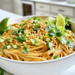 - 200g rice noodles - 1/4 cup creamy peanut butter - 2 tablespoons soy sauce - 2 tablespoons sriracha The main ingredients make this dish quick and tasty. Rice noodles cook fast. They soak up flavors well. Creamy peanut butter gives a rich taste. Soy sauce adds depth and saltiness. Sriracha brings the heat. Adjust it to your liking to control the spice. - 1 cup mixed vegetables (e.g., bell peppers, carrots, broccoli), steamed - 1 tablespoon honey or maple syrup - 1 tablespoon sesame oil You can add mixed vegetables for more nutrition. Steaming them keeps their crunch. Honey or maple syrup balances the spice. Sesame oil adds a nice aroma. These ingredients are not needed, but they make the dish even better. - 2 green onions, thinly sliced - 1/4 cup chopped fresh cilantro - 1/4 cup crushed peanuts for garnish Garnishing is key for a great look and taste. Green onions give a fresh crunch. Cilantro adds a burst of flavor. Crushed peanuts sprinkle on top for texture. You can mix and match garnishes to fit your taste. To cook rice noodles, bring a pot of water to a boil. Add 200 grams of rice noodles to the boiling water. Cook them for about three to five minutes, or until they are soft. Check the package for exact times. Once cooked, drain the noodles using a colander. Rinse them under cold water to stop the cooking. This step helps keep the noodles from sticking together. In a large mixing bowl, combine 1/4 cup of creamy peanut butter, 2 tablespoons of soy sauce, and 2 tablespoons of sriracha. You can adjust the sriracha to your taste. Add 1 tablespoon of honey or maple syrup, 1 tablespoon of sesame oil, and 1 tablespoon of lime juice. Mix the ingredients well until you get a smooth sauce. If the sauce is too thick, add a little water to reach your desired consistency. It should coat the noodles nicely. Add the cooked noodles to the bowl with the sauce. Toss the noodles well to coat them evenly with the spicy peanut sauce. If you want, fold in 1 cup of steamed mixed vegetables, like bell peppers or broccoli. This adds color and nutrients. Once everything is mixed, garnish the dish with sliced green onions, chopped cilantro, and crushed peanuts. This adds crunch and flavor. Enjoy your tasty creation! To get the right spice level, use sriracha. Start with two tablespoons. If you like it hotter, add more. Taste as you go. For sweetness, honey or maple syrup works great. Start with one tablespoon. You can always add more if you want it sweeter. Serve your noodles in a nice bowl. It makes a big difference. Drizzle a bit of sesame oil on top for shine. This adds a lovely look and taste. Don't forget lime wedges! They bring a fresh taste and bright color. Cook your rice noodles ahead of time. You can store them in the fridge. This cuts down on your cooking time. Also, mix your sauce in advance. Keep it in a jar. That way, you can grab it when you need it! {{image_2}} You can switch rice noodles for many other types. Try using spaghetti, udon, or even whole wheat noodles. Each noodle type brings a unique texture. If you need gluten-free options, use rice noodles or gluten-free pasta. They work great in this dish. Want to add more protein? Tofu is a fantastic option. Just cube it and sauté until golden. You can also use chicken. Cook it in a pan with a little sesame oil. For seafood lovers, shrimp adds a nice touch. Cook shrimp until pink, then mix it in. Get creative with your flavors! You can add hoisin sauce for sweetness or chili oil for more heat. Different spices like garlic powder or ginger elevate the taste. Adding steamed vegetables like bell peppers or broccoli is a great way to get more nutrition. Mix and match to find your favorite combination! After enjoying your Minute Spicy Peanut Noodles, store any leftovers safely. First, let the noodles cool down. Place them in an airtight container. This keeps out air and moisture. You can use glass or plastic containers. Glass is great for reheating. Store the noodles in the fridge. They will stay fresh for up to three days. To reheat your noodles and keep them nice, use a microwave. Start by placing the noodles in a microwave-safe bowl. Add a splash of water to keep them moist. Cover the bowl with a microwave-safe lid or wrap. Heat on medium power for about one minute. Stir and check if they are warm. If not, heat for another 30 seconds. This way, they won’t dry out. Yes, you can freeze spicy peanut noodles! First, let them cool completely. Place them in freezer bags or airtight containers. Remove as much air as possible. Label the bags with the date. They can stay in the freezer for up to three months. When you are ready to eat, take them out and thaw overnight in the fridge. To reheat, follow the same microwave method mentioned above. Enjoy your tasty noodles even after freezing! Minute Spicy Peanut Noodles take just 15 minutes. You spend about 5 minutes on prep and 10 minutes on cooking. Start by cooking the rice noodles according to package instructions. While they cook, you can mix the sauce ingredients. This quick time makes it perfect for busy days. If you have a peanut allergy, use sunflower seed butter or almond butter. Both work well in this recipe. Sunflower seed butter has a similar texture and adds a nice flavor. Almond butter is also creamy and nutty, which enhances the dish. Yes, you can easily make this recipe vegan. Swap honey for maple syrup to keep it plant-based. Also, check that your soy sauce is vegan. For flavor adjustments, you may add a little more sriracha for spice or more lime juice for brightness. This keeps the dish tasty and satisfying! You’ve learned how to make delicious spicy peanut noodles. We covered essential ingredients, step-by-step instructions, and helpful tips. Don’t forget about variations and storage advice to keep your dish fresh. You can adjust flavors and use different proteins to keep it exciting. Make this recipe your own, and enjoy the process. With a little practice, you'll create tasty meals that impress everyone. Dive into cooking and have fun with your food!