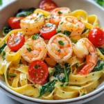- 8 oz fettuccine or spaghetti - 1 lb large shrimp, peeled and deveined - 4 tablespoons unsalted butter - 4 cloves garlic, minced - 1 cup heavy cream - 1 cup grated Parmesan cheese - 1 cup cherry tomatoes, halved - 2 cups fresh spinach In this dish, shrimp are the star. When you pick shrimp, look for large, firm ones. They should smell fresh, not fishy. Next, pasta is key. Fettuccine or spaghetti works best. They hold the creamy sauce well. You also need a rich cream sauce. Heavy cream gives it that wonderful texture, while garlic adds flavor. Lastly, Parmesan cheese brings a salty kick that makes everything better. - 1 teaspoon Italian seasoning - Salt and pepper to taste Italian seasoning adds depth to the sauce. It often includes herbs like oregano and basil. Salt and pepper are essential too. They help balance the flavors in the dish. Taste as you go! Adjust these seasonings to your liking. - Fresh parsley, chopped Fresh parsley is a must for garnish. It adds color and a fresh taste. Just chop it finely, and sprinkle it on top before serving. This small step elevates your dish, making it look and taste gourmet. {{ingredient_image_1}} Start by boiling a large pot of salted water. This will help flavor the pasta. Once the water boils, add 8 oz of fettuccine or spaghetti. Cook it based on the package instructions until it is al dente. This usually takes about 8 to 10 minutes. Drain the pasta and set it aside for later. In a big skillet, melt 2 tablespoons of butter over medium heat. Add 1 lb of large shrimp that is peeled and deveined. Cook the shrimp for 2 to 3 minutes on each side. You will know they are done when they turn a beautiful pink and are opaque. Once cooked, remove the shrimp from the skillet and set them aside. Now, let’s make the garlic sauce. In the same skillet, add the remaining 2 tablespoons of butter. Once melted, add 4 minced garlic cloves and sauté for about 30 seconds. You want to smell the garlic but not burn it. Next, pour in 1 cup of heavy cream. Add 1 teaspoon of Italian seasoning and stir to mix. Bring this to a gentle simmer. Slowly whisk in 1 cup of grated Parmesan cheese until the sauce is nice and smooth. It’s time to add some color and flavor! Toss in 1 cup of halved cherry tomatoes and 2 cups of fresh spinach. Stir until the spinach wilts. Now, season the sauce with salt and pepper to taste. Finally, add the cooked pasta and shrimp to the sauce. Toss everything together until well coated. Warm it through for about 2 to 3 minutes. To serve, remove the dish from heat. Garnish with freshly chopped parsley for a pop of color. You can plate it nicely on a large dish or in individual bowls. This adds a nice touch for guests or family. Enjoy your creamy garlic shrimp pasta! To get the right consistency for your sauce, start with the right heat. After you add the heavy cream, keep the heat at medium. If it's too high, the sauce can separate. Stir slowly while adding the Parmesan cheese. This helps it melt evenly and makes the sauce smooth. If the sauce feels too thick, add a splash of pasta water to loosen it up. Cooking shrimp is quick and easy. They only need about 2-3 minutes on each side in the pan. You know they’re done when they turn pink and opaque. Overcooking can make them rubbery. If you see them curl tightly, you’ve cooked them too long. Remove them from the heat right when they are cooked through for the best texture. For perfect pasta, always boil salted water first. This adds flavor right from the start. Cook the fettuccine or spaghetti until it's al dente, which means it should still have a slight bite. This keeps the pasta firm. If you cook it too long, it can become mushy. Drain it well, but save some pasta water to adjust your sauce if needed. Pro Tips Use Fresh Shrimp: For the best flavor, use fresh shrimp instead of frozen. If using frozen, make sure to thaw completely before cooking. Don’t Overcook the Pasta: Cook your pasta al dente, as it will continue to cook in the sauce. This ensures a perfect texture. Adjust Creaminess: Feel free to adjust the amount of heavy cream and Parmesan cheese based on your preferred creaminess level. Add a Kick: If you like some heat, consider adding red pepper flakes to the garlic sauce for an extra kick of flavor. {{image_2}} If you want to switch things up, consider chicken or tofu. Chicken cooks well with the same garlic sauce. Just cut it into small pieces and sauté like the shrimp. Tofu is a great choice for a vegetarian option. Use firm tofu, press it to remove extra water, and then sauté until golden. For gluten-free eaters, use gluten-free pasta. Many brands offer tasty options made from rice or chickpeas. These can replace regular pasta without losing flavor. Just be sure to check the package for cooking times since they can differ. You can add more veggies to boost nutrition and flavor. Broccoli florets, bell peppers, or zucchini work great. Just sauté them with the garlic for a few minutes. They add color and taste while making the dish even better. To keep your creamy garlic shrimp pasta fresh, store it in an airtight container. Place it in the fridge within two hours of cooking. This helps keep the flavors and texture intact. The dish will stay fresh for up to three days. When you’re ready to eat, check for any signs of spoilage before reheating. To reheat your pasta, use the stovetop or microwave. If using the stovetop, add a splash of cream or water to the pan. This keeps the sauce creamy and prevents it from drying out. Heat over low to medium heat. Stir gently until it warms through. If using a microwave, heat in short bursts, stirring in between. This helps the dish heat evenly. You can freeze your creamy garlic shrimp pasta, but the texture may change a bit. To freeze, let the dish cool completely. Then, place it in a freezer-safe container. Seal it tightly and label it. It can freeze for up to three months. To thaw, move it to the fridge overnight. Reheat as mentioned above to enjoy it again. To make creamy garlic shrimp pasta lighter, consider these options: - Use whole wheat or zucchini noodles instead of regular pasta. - Substitute heavy cream with half-and-half or a dairy-free cream. - Reduce the amount of butter and cheese used. - Add more vegetables like broccoli or bell peppers for bulk and flavor. These changes keep the dish tasty while cutting calories. Yes, you can use dried herbs, but the flavor will differ. Dried herbs are less potent than fresh ones. Use about one-third the amount of dried herbs. For instance, if the recipe asks for one teaspoon of fresh Italian seasoning, use about one-third of a teaspoon of dried. The dish may lack some freshness, but it will still be good. To thaw frozen shrimp safely, you have a few options: - Refrigerator method: Place shrimp in the fridge overnight for slow thawing. This is the safest way. - Cold water method: Seal shrimp in a bag and submerge it in cold water for about 30 minutes. Change the water every 10 minutes. - Microwave method: Use the defrost setting on your microwave. This method is quick but may start cooking the shrimp, so be careful. These methods ensure you have perfectly thawed shrimp for your pasta dish. This blog post covered the main ingredients and steps needed to make a creamy shrimp pasta. We discussed cooking the pasta, sautéing the shrimp, and perfecting the sauce. I shared tips on achieving the right texture and offered variations, such as protein swaps and veggie add-ins. In closing, remember, cooking should be fun and creative. Don’t be afraid to experiment and make this dish your own. Enjoy every bite!
