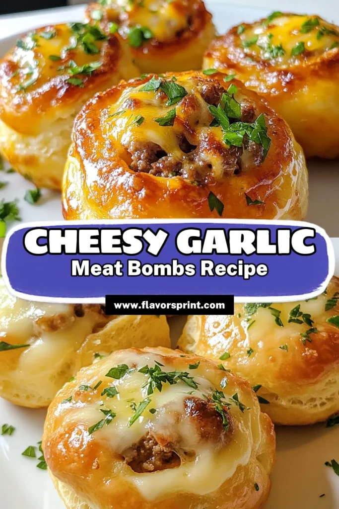Indulge in these Cheesy Garlic Bombs that bring together savory stuffed biscuit bombs and delicious beef and cheese in one irresistible bite! This easy garlic biscuit recipe is perfect for any occasion, delivering homemade mozzarella cheese bites that everyone will love. Try this easy beef and cheese bombs recipe today and elevate your snacking game. Save this recipe for your next gathering! #CheesyGarlicBombs #SavoryBiscuitBombs #EasyRecipes #FoodieFun