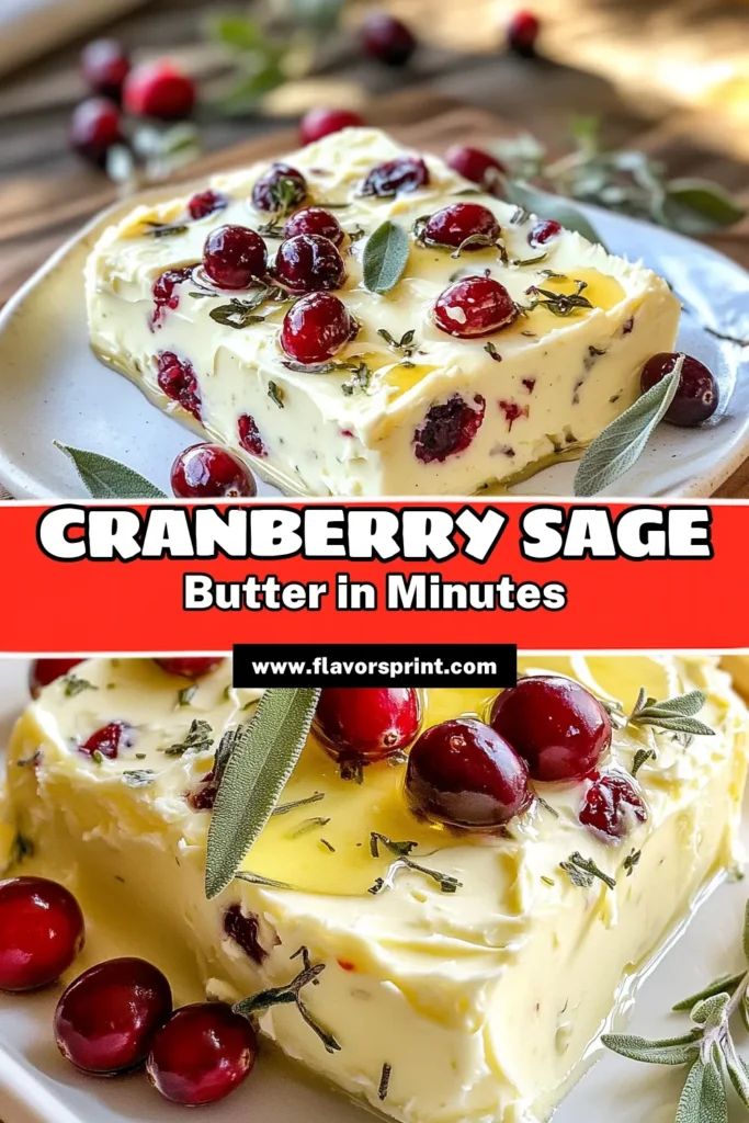 Discover the delightful Cranberry Sage Butter recipe, perfect for your holiday gatherings! This homemade flavored butter combines fresh cranberries and sage to create a unique twist on traditional compound butter. With just a few simple steps, you can impress your guests with this easy cranberry recipe. Spread it on warm bread or rolls for an elegant touch. Save this easy and delicious holiday compound butter recipe today! #CranberrySageButter #CompoundButter #HomemadeFlavoredButter #EasyCranberryRecipes