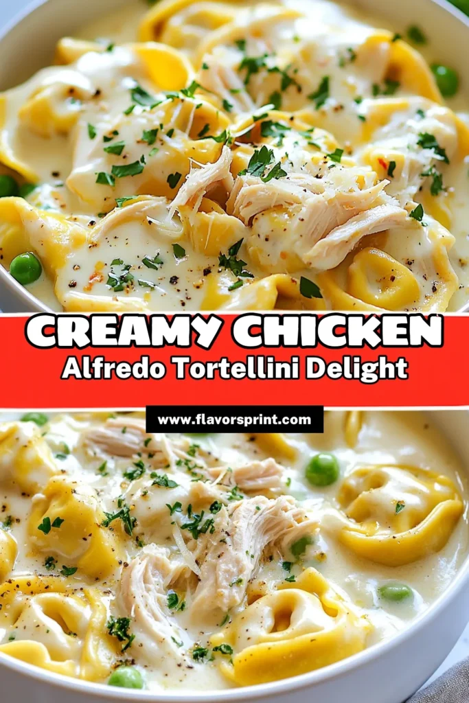 Looking for an easy and delicious dinner? Try this Crockpot Chicken Alfredo Tortellini! This creamy tortellini recipe combines tender chicken with rich Alfredo sauce, perfect for a comforting meal. In just a few hours, you’ll have a fantastic slow cooker chicken pasta that the whole family will love. Don’t miss out on this easy Alfredo tortellini dish; save it for your next dinner! #CrockpotChickenAlfredo #CreamyTortelliniRecipe #SlowCookerChickenPasta #EasyAlfredoTortellini