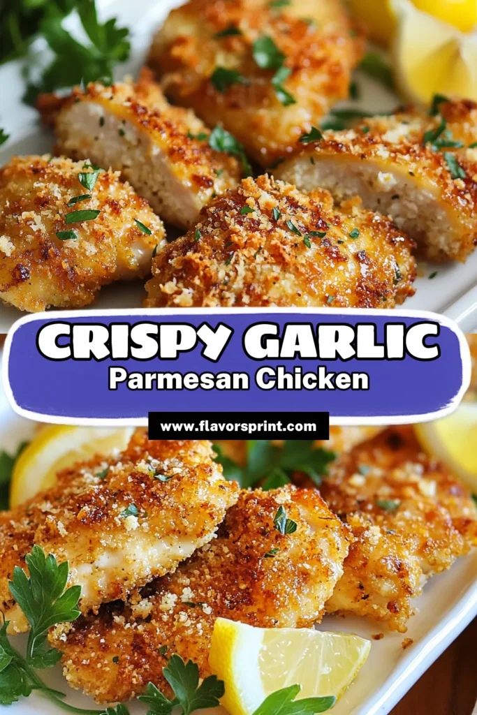 Savor the deliciousness of Garlic Parmesan Chicken with this easy baked chicken breasts recipe! Enjoy crispy garlic chicken, perfectly seasoned with Parmesan cheese and a hint of lemon. This easy chicken dinner is perfect for busy weeknights and will impress your family and friends. Get the full recipe and elevate your dinner game today! Don’t forget to save this Garlic Parmesan Chicken recipe for later! #BakedChicken #ParmesanChicken #EasyDinner #ChickenRecipes
