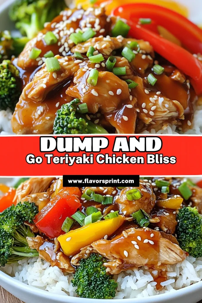 Savor the simplicity of this Dump and Go Teriyaki Chicken! This easy teriyaki chicken recipe combines tender chicken thighs, fresh vegetables, and flavorful teriyaki sauce in a slow cooker for a healthy teriyaki chicken dinner. Perfect for busy nights, this dump and go chicken recipe takes just minutes to prepare. Try it today and enjoy a delicious meal with minimal effort. Save this recipe now! #TeriyakiChicken #SlowCookerRecipes #HealthyEating #EasyDinnerIdeas