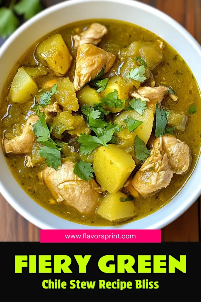 Savor this spicy green chile stew recipe that combines tender chicken thighs, zesty tomatillos, and hearty potatoes for a comforting meal. This easy spicy chicken stew is perfect for any occasion, featuring vibrant flavors that elevate your dinner. Try this green chile chicken recipe today and enjoy a flavorful chicken stew with potatoes that will warm your soul. Save the recipe for a delicious meal! #SpicyGreenChileStew #ChickenTomatilloStew #EasySpicyChickenStew #GreenChileChickenRecipe