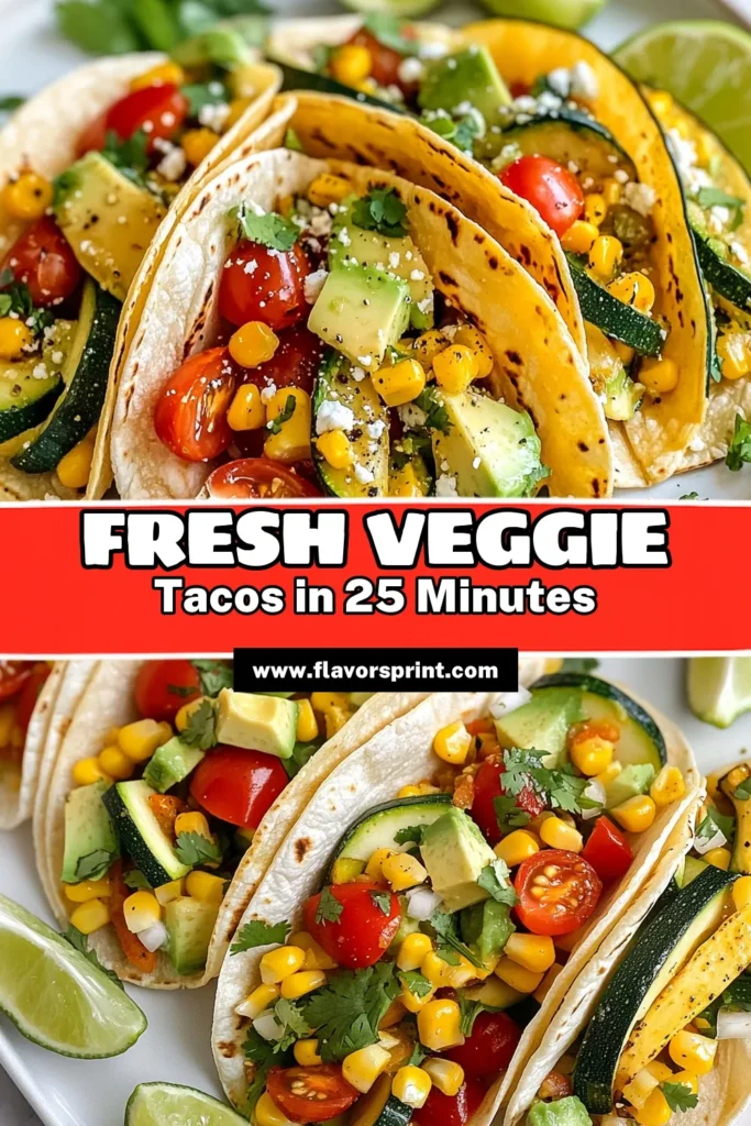 Looking for a fresh and flavorful meal? Try these summer veggie tacos! This vegetarian taco recipe features zucchini bell pepper tacos loaded with vibrant vegetables like corn, tomatoes, and avocado. Perfect for healthy taco ideas, these quick and easy tacos are ideal for summer dining. Get ready to impress your friends and family with this delicious dish. Save the recipe for your next taco night! #SummerVeggieTacos #VegetarianTacoRecipe #HealthyTacoIdeas #QuickAndEasyTacos