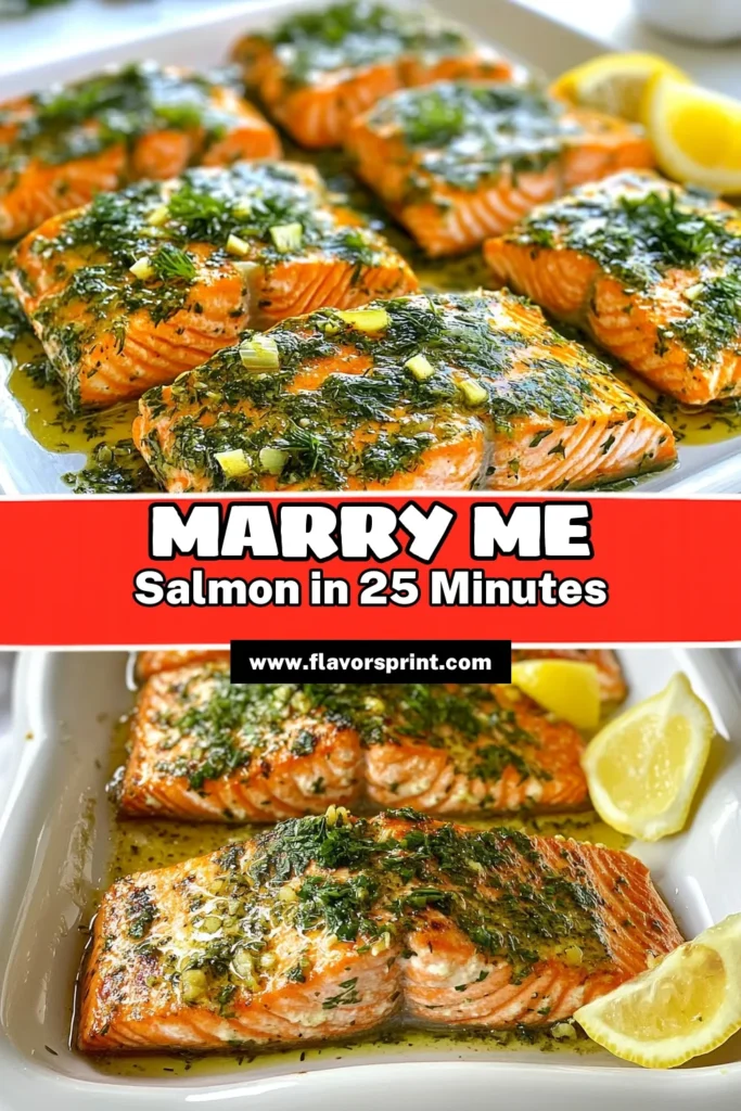 Discover the perfect weeknight meal with this Marry Me Herb Garlic Salmon recipe! This easy salmon dinner features delectable garlic and fresh herbs, making it a standout dish. Learn how to make baked salmon with herbs, topped with a zesty lemon garlic blend that will impress your loved ones. Ready in just 25 minutes, it's the ideal option for busy nights. Try this Lemon Herb Salmon, and watch your family fall in love! Save this recipe now! #GarlicSalmonRecipe #BakedSalmonWithHerbs #EasySalmonDinner #LemonHerbSalmon