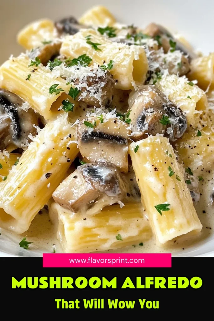 Discover the deliciousness of this Three-Mushroom Alfredo Rigatoni! This creamy mushroom pasta is perfect for a quick and easy pasta dinner. Learn how to make this vegetarian Alfredo pasta, featuring cremini, shiitake, and portobello mushrooms in a rich Alfredo sauce. It's a comforting dish that's sure to impress! Save this Alfredo rigatoni recipe for your next meal. #ThreeMushroomPasta #EasyPastaDinner #VegetarianAlfredoPasta #CreamyMushroomPasta
