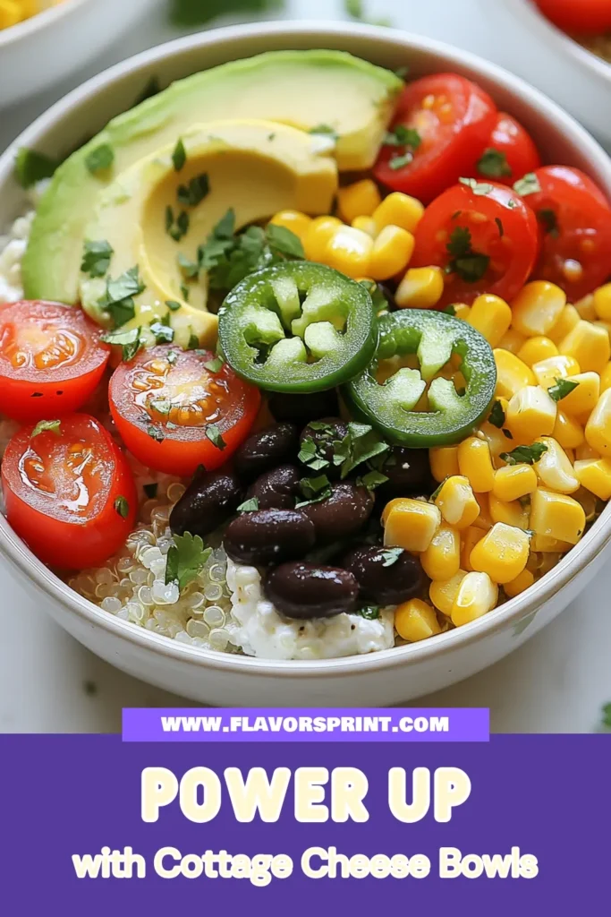 Discover the delicious and nourishing 'Cottage Cheese Power Bowls'! Packed with protein from cottage cheese and quinoa, these healthy bowl recipes are ideal for quick lunches or dinner. Featuring vibrant veggies and savory flavors, they make for incredible vegan protein bowls. Try this easy recipe for wholesome, protein-packed meals that are both satisfying and nutritious. Save and enjoy your journey to better eating! #CottageCheesePowerBowls #HealthyRecipes #QuinoaSalad #PlantBasedMeals