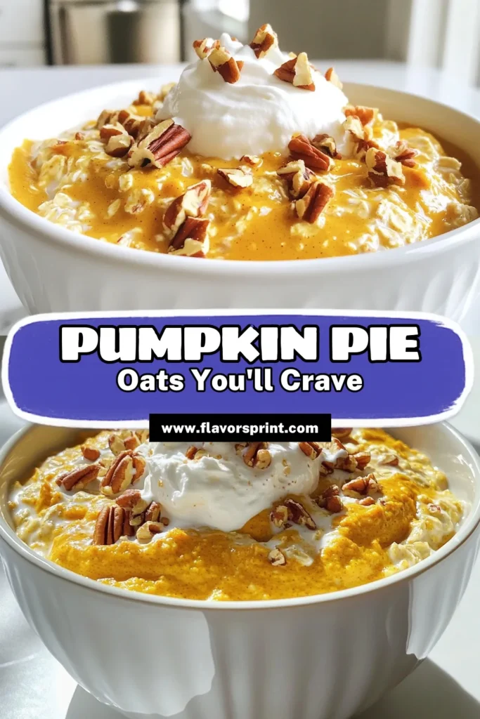 Start your day right with these delicious Pumpkin Pie Overnight Oats! This easy recipe combines rolled oats, creamy almond milk, and cozy pumpkin flavors for a nutritious breakfast that’s ready when you are. Perfect for fall mornings, this dish can be topped with pecans or whipped cream. Click through to discover the full recipe and get inspired to create your own healthy breakfast bowl! #PumpkinOvernightOats #HealthyBreakfast #FallRecipes #EasyRecipes