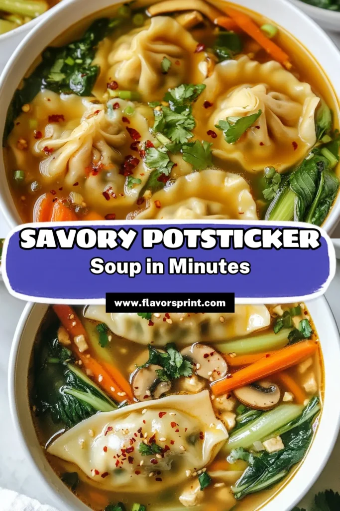 Get ready to warm up with this delicious homemade potsticker soup! Perfect for cozy nights, this potsticker soup recipe is easy to follow and packed with flavor. Learn how to make potsticker soup using chicken or vegetable broth, fresh veggies, and your favorite potstickers. This Asian soup recipe will be your new go-to comfort food. Save this recipe today and impress your family with a delightful bowl of chicken potsticker soup! #PotstickerSoup #HomemadeRecipes #AsianSoupRecipes #SoupLovers