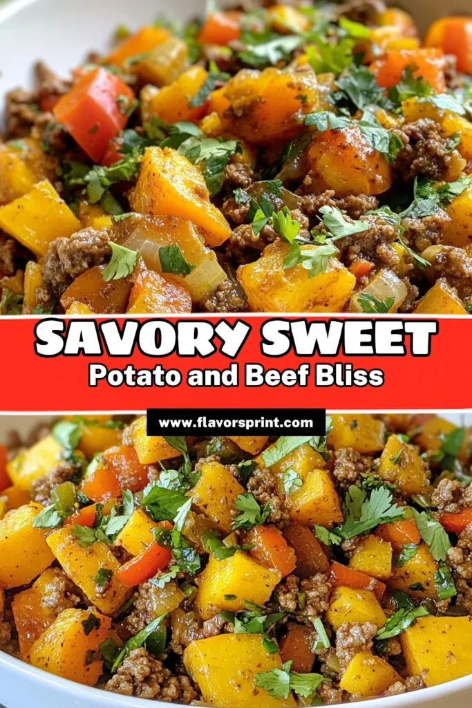Looking for a delicious one-pan beef meal? Try this savory sweet potato beef skillet that's packed with flavor and nutrients! Combining ground beef, sweet potatoes, and vibrant veggies, this easy skillet recipe is perfect for busy weeknights. With just a few simple steps, you can whip up a satisfying dish that the whole family will love. Save this ground beef recipe to bring warmth and satisfaction to your dinner table tonight. #SkilletMeals #SweetPotatoRecipes #GroundBeef #OnePanDinner