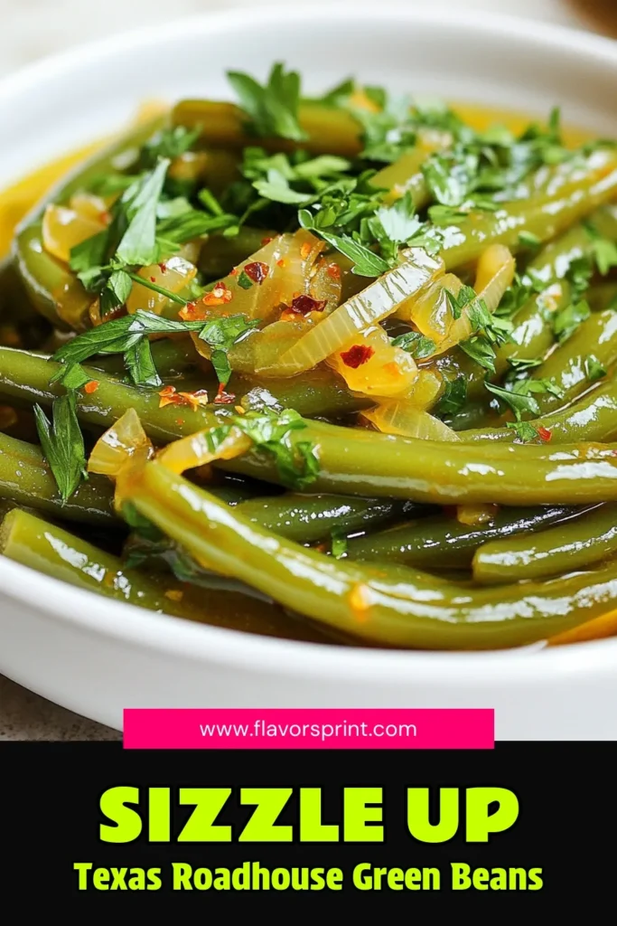 Discover the ultimate Texas Roadhouse green beans recipe with a unique twist! This delicious copycat green beans with a kick features fresh green beans, smoked paprika, and a hint of spice—perfect for any meal. Our spicy green beans recipe is an easy vegetable side dish you can whip up in just 25 minutes. Try this flavorful side today and elevate your dinner! Save this recipe now! #TexasRoadhouseGreenBeans #CopycatRecipes #SpicyGreenBeans #EasySideDish