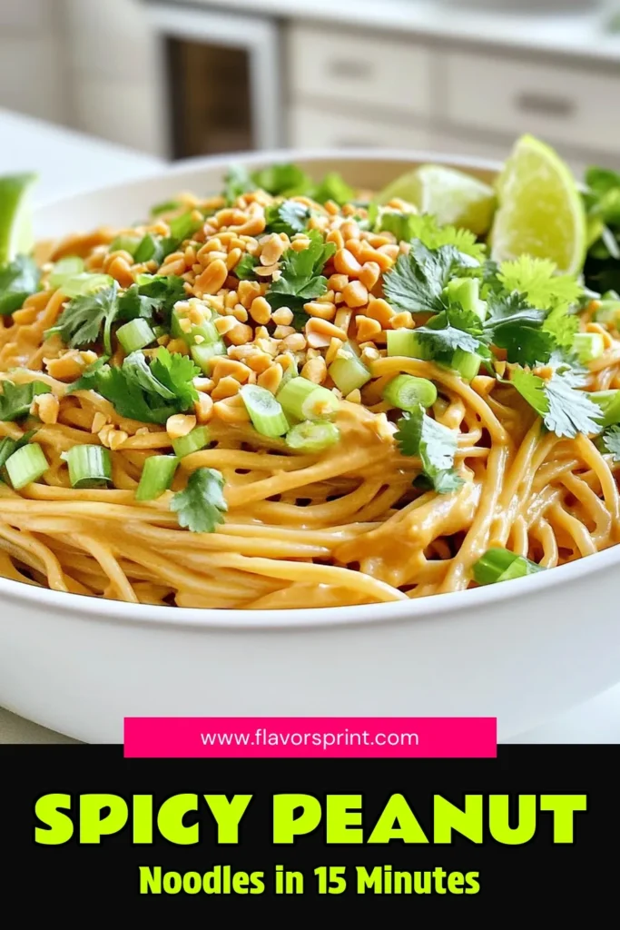 Get ready to spice up your meal with these Minute Spicy Peanut Noodles! In just 15 minutes, whip up a delicious bowl of rice noodles tossed in a creamy, tangy sauce packed with flavor. Perfect for a quick lunch or dinner, this recipe is highly customizable with your favorite veggies. Don't miss out—click through to explore the full recipe and enjoy a taste bud explosion! #PeanutNoodles #QuickRecipes #SpicyFood #NoodleLover