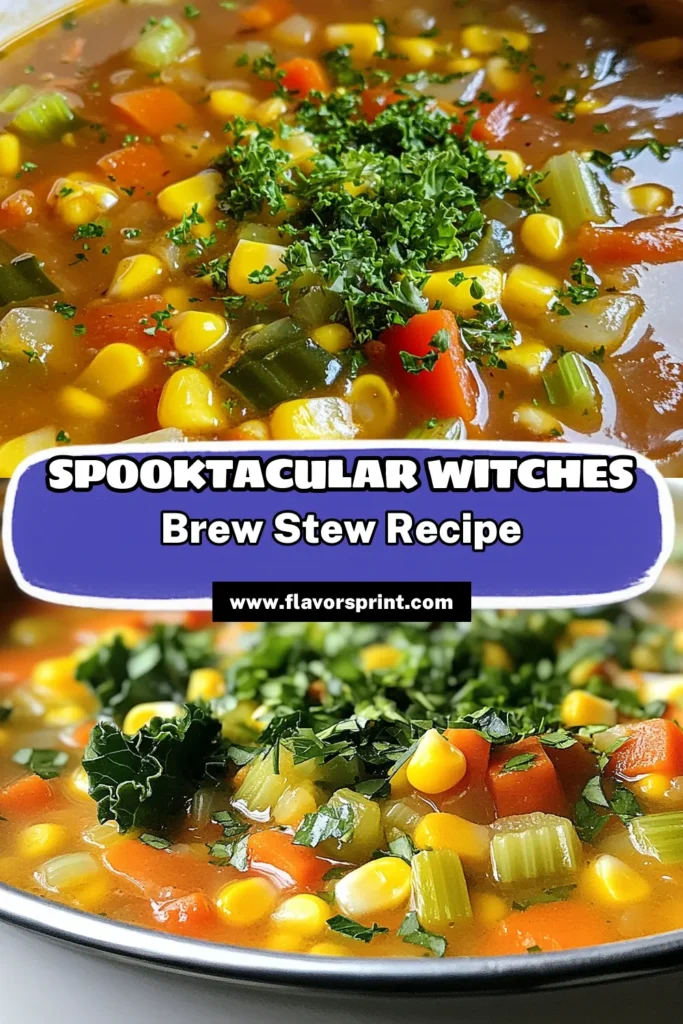 Get ready to stir up some Halloween fun with this Halloween Witches Brew Stew! This spooky vegetarian stew is packed with flavor and nutrients, making it the perfect Halloween soup recipe to delight your guests. Create a festive stew for Halloween that's healthy and delicious with ingredients like black beans, kale, and spices. Make this soup for your Halloween gathering and impress everyone. Save this recipe for a healthy Halloween treat! #HalloweenRecipe #VegetarianStew #HalloweenSoup #HealthyHalloweenRecipes