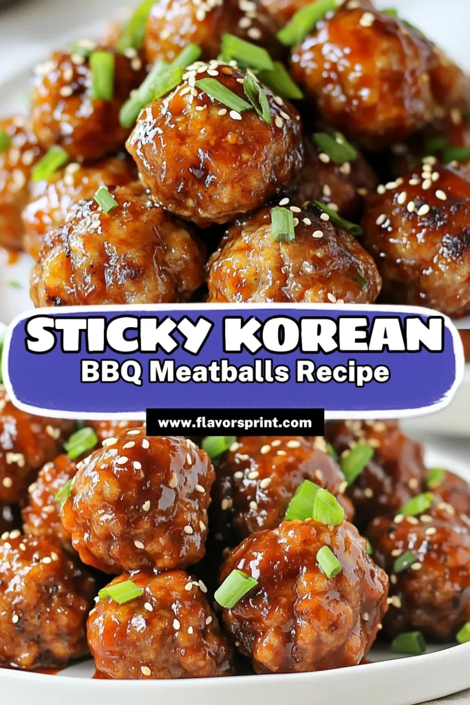 Discover how to make mouthwatering Korean BBQ meatballs with this easy sticky meatballs recipe! These flavorful gochujang meatballs are perfect for any occasion, delivering a delicious Asian-inspired twist to your dinner table. Enjoy homemade meatballs coated in a sweet and spicy glaze that will impress your family and friends. Try this sticky meatball recipe and elevate your meals today! Save for later! #KoreanBBQ #meatballs #AsianCuisine #recipeinspiration