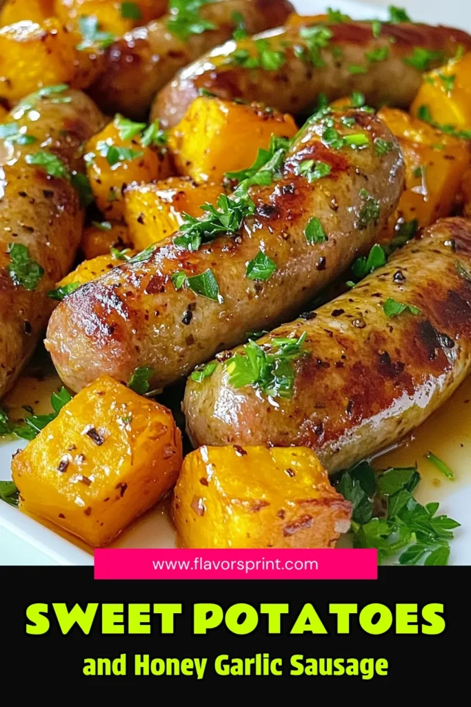 Discover this delicious honey garlic sausage recipe featuring tender roasted sweet potatoes and juicy chicken sausage with honey. Perfect for easy dinner recipes, this dish combines sweet and savory flavors, making it a family favorite. Follow our simple steps to create a satisfying meal in just 45 minutes. Don’t miss out—save this recipe for your next dinner! #HoneyGarlicSausage #EasyDinnerRecipes #RoastedSweetPotatoes #HealthyMeals