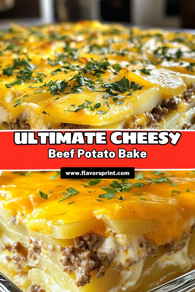 Indulge in this comforting Cheesy Ground Beef Potato Casserole that everyone will love! This easy beef potato bake layers tender russet potatoes, savory ground beef, and gooey cheeses for a perfect weeknight meal. Ideal for family dinners, this cheesy potato casserole is a must-try from your collection of comfort food recipes. Click to get the full recipe and elevate your dinner game today! #CheesyCasseroleRecipes #GroundBeefCasserole #ComfortFood #EasyRecipes