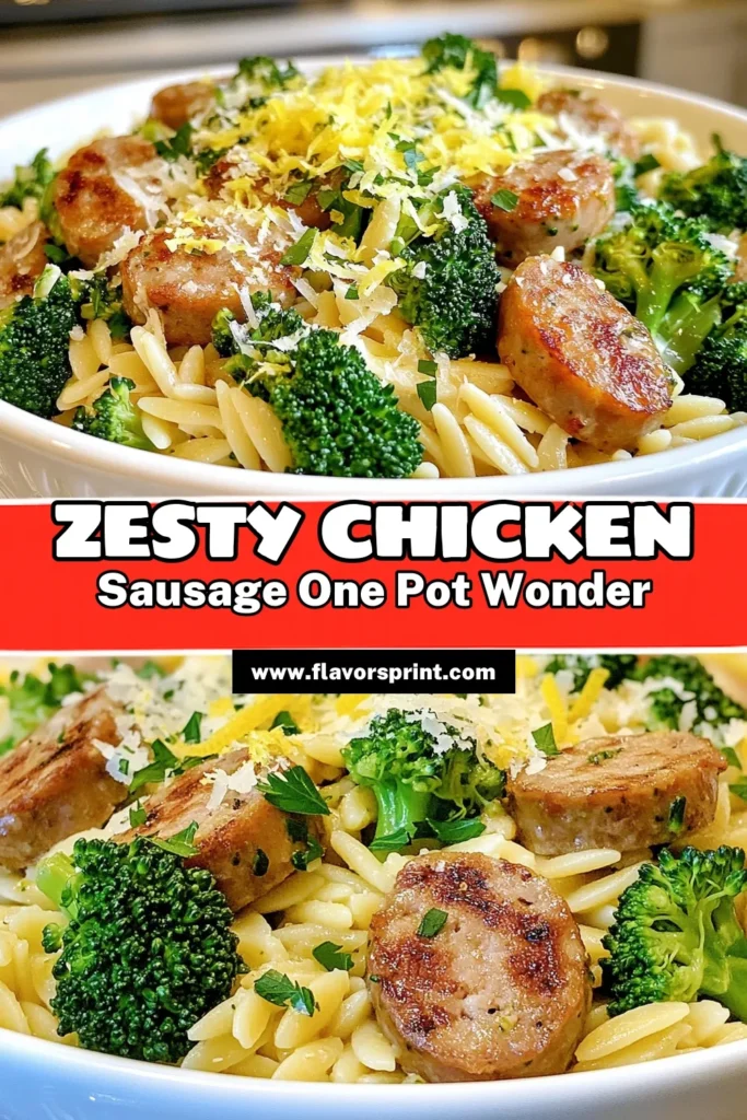 Discover this zesty chicken sausage recipe that’s a must-try for your dinner rotation! This broccoli orzo dish combines Italian chicken sausage with vibrant broccoli and creamy orzo pasta, creating an easy orzo pasta recipe ideal for busy weeknights. Enjoy the fresh flavor of the lemon garlic orzo recipe that everyone will love. Save this delicious meal for later and impress your family tonight! #EasyDinner #OrzoRecipes #ItalianMeals #Healthy eating