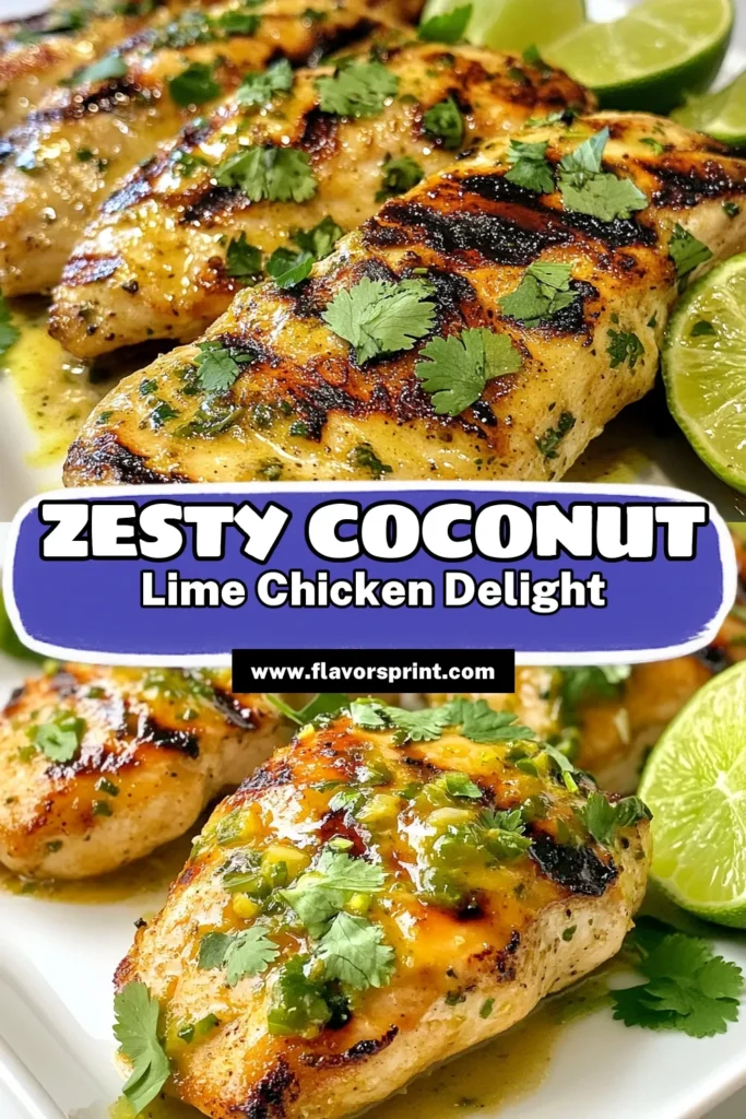 Discover the ultimate Coconut Lime Chicken recipe that combines the tropical flavors of coconut milk and lime to create a delicious grilled chicken dish. This easy chicken marinade infuses your chicken with vibrant flavor, making it perfect for any meal. Impress your family with this flavorful tropical chicken recipe that's quick to prepare! Save this recipe for a taste of paradise! #CoconutLimeChicken #GrilledChicken #EasyRecipe #TropicalFlavors