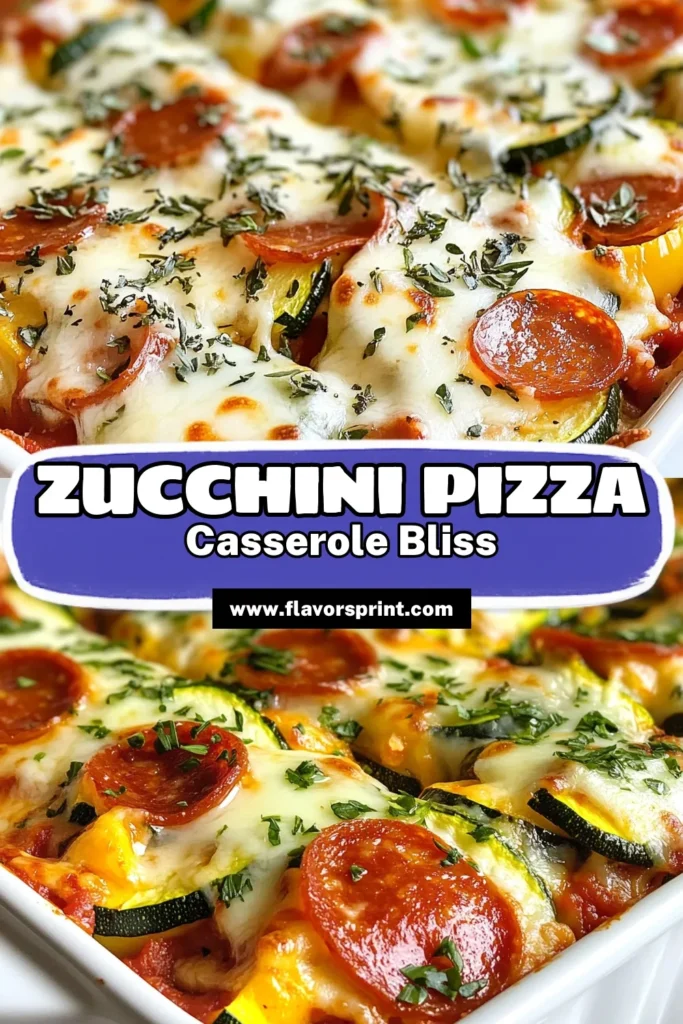 Looking for a delicious and healthy pizza alternative? Try this Zucchini Pizza Casserole! It's a low-carb zucchini recipe packed with flavor, featuring layers of mozzarella cheese, pepperoni, and fresh veggies. Perfect for satisfying pizza cravings without the guilt, this veggie pizza casserole is easy to make and is sure to impress. Save this recipe for your next family dinner! #ZucchiniPizzaCasserole #HealthyEating #LowCarbRecipes #MozzarellaCheeseDishes