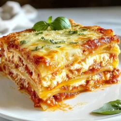 - 12 lasagna noodles - 2 cups ricotta cheese - 3 cups shredded mozzarella cheese - 1 cup grated Parmesan cheese - 1 large egg - 2 cups marinara sauce (store-bought or homemade) - 1 pound ground beef or turkey (optional for added protein) The main ingredients form the heart of your lasagna. The lasagna noodles serve as the layers that hold everything together. I love using a mix of ricotta, mozzarella, and Parmesan. This cheese blend gives your dish a creamy, rich taste. The marinara sauce adds a tangy flavor that ties it all together. If you want extra protein, you can add ground beef or turkey. - 1 teaspoon dried oregano - 1 teaspoon dried basil - 1/2 teaspoon garlic powder - Salt and pepper to taste Flavor enhancers bring your dish to life. Dried oregano and basil add a classic Italian taste. Garlic powder gives a nice depth of flavor. Salt and pepper help balance everything out. It’s important to taste as you go. Adjust these seasonings based on your preference. - Fresh basil leaves - Additional cheese variations Garnishing makes your lasagna look great and taste even better. Fresh basil leaves on top add a pop of color. You can sprinkle more cheese on top for extra richness. Feel free to get creative with your garnishes. They can make your dish feel special. {{ingredient_image_1}} 1. First, you need to preheat your oven to 375°F (190°C). This step ensures your lasagna cooks evenly and thoroughly. 2. While the oven heats, fill a large pot with water and add a pinch of salt. Bring it to a boil. Once boiling, add the lasagna noodles. Cook them until they are al dente. This usually takes about 8 to 10 minutes. After cooking, drain and rinse the noodles under cold water. Set them aside to cool. 1. In a large mixing bowl, combine 2 cups of ricotta cheese, 1.5 cups of shredded mozzarella, and 1 cup of grated Parmesan. 2. Add 1 large egg, 1 teaspoon of dried oregano, 1 teaspoon of dried basil, and ½ teaspoon of garlic powder. 3. Season with salt and pepper to taste. Mix everything together until it is well blended. This cheese mix adds a rich flavor to your lasagna. 1. Grab a 9x13-inch baking dish. Start by spreading a thin layer of marinara sauce on the bottom. 2. Place 3 lasagna noodles on top of the sauce. 3. Spread half of your cheese mixture over the noodles. If you are using meat, add half of the cooked ground beef or turkey next. 4. Pour more marinara sauce on top of this layer. 5. Repeat the process: add another layer of noodles, the remaining cheese mixture, meat, and sauce. 6. Complete with a final layer of noodles. Spread the remaining marinara sauce on top and sprinkle the last 1.5 cups of mozzarella cheese. 7. Cover the dish with aluminum foil. To prevent sticking, spray the foil with cooking spray first. Bake in the preheated oven for 25 minutes. 8. After 25 minutes, remove the foil and bake for an additional 15 minutes. This allows the cheese to get bubbly and golden brown. 9. Once done, let the lasagna rest for 10 to 15 minutes before slicing. This helps the layers set for easier serving. To create the best lasagna, layering is key. Start with a thin layer of marinara sauce at the bottom. This helps prevent sticking. Place three lasagna noodles on top. Next, spread half of the cheese mixture over the noodles. If using meat, add half of it next. Follow with another layer of sauce. Repeat this process. Finish with a final layer of noodles and sauce. Top it with the remaining mozzarella cheese. This layering gives you rich flavor and great texture. Want to kick up the flavor? Try adding more herbs or spices. You can mix in fresh herbs like parsley or thyme. They add a nice touch. A pinch of red pepper flakes will give it a bit of heat. You can also use Italian seasoning for a more robust taste. These small changes can make your lasagna even more special. Baking your lasagna just right is crucial. Cover the dish with aluminum foil to keep it moist. However, spray the foil with cooking spray first. This prevents the cheese from sticking. Bake it for 25 minutes, then remove the foil. Bake for another 15 minutes until the cheese bubbles and turns golden brown. Let it rest for 10 to 15 minutes before serving. This helps the layers set and makes cutting easier. Pro Tips Tip Title: Use Fresh Herbs: Fresh basil or oregano can elevate the flavor of your lasagna. Add them to the cheese mixture or as a garnish for a burst of freshness. Tip Title: Make Ahead: Lasagna can be assembled and stored in the refrigerator for up to 24 hours before baking. This allows the flavors to meld beautifully. Tip Title: Use a Variety of Cheeses: For a richer flavor, mix different types of cheese such as provolone or fontina with the mozzarella and ricotta. Tip Title: Let It Rest: Allowing the lasagna to rest after baking helps it set up, making it easier to cut and serve without falling apart. {{image_2}} For a vegetarian twist, you can swap meat for plant-based options. Try using mushrooms, lentils, or chickpeas. These add great texture and protein. You can also load up on veggies. Think spinach, zucchini, or bell peppers. These will give your lasagna extra flavor and nutrients. If you need a gluten-free option, there are great alternatives. Use gluten-free lasagna noodles made from rice or corn. You may also try zucchini slices for a low-carb choice. Just remember to adjust cooking times based on the noodles you choose. Want to change things up? You can add different sauces for new flavors. Pesto or Alfredo sauce can give your lasagna a unique taste. If you want more protein, try adding Italian sausage or chicken. These options can really elevate your dish. To keep your Million Dollar Lasagna fresh, store it in the fridge. Use an airtight container or cover it tightly with plastic wrap. This will keep the moisture in and the flavors intact. Make sure to refrigerate within two hours of baking. Leftovers can last up to four days in the refrigerator. When you're ready to eat, just reheat a slice in the microwave or oven. If you want to save extra lasagna, freezing is a great option. First, allow the lasagna to cool completely. Then, cut it into portions. Wrap each piece tightly in plastic wrap and then in aluminum foil. This double wrap helps prevent freezer burn. You can freeze it for up to three months. To reheat, thaw it in the fridge overnight. Bake at 375°F (190°C) for about 30 minutes, or until heated through. Refrigerated Million Dollar Lasagna stays fresh for about four days. If you freeze it, expect it to taste great for up to three months. However, for the best flavor and texture, eat it within two months. Always check for any signs of spoilage before eating. Enjoy your delicious comfort food! Million Dollar Lasagna is a rich and tasty dish. It gets its name from its luxurious flavors and textures. This meal features layers of creamy cheese, savory meat, and delicious sauce. The blend of ricotta, mozzarella, and Parmesan gives it a unique taste. When you serve this dish, it feels special, almost like a million bucks. Yes, you can make Million Dollar Lasagna ahead of time. Just prepare the lasagna up to the baking step. Cover it tightly with foil and store it in the fridge. You can keep it there for about 24 hours. When you are ready to bake it, preheat your oven. It may take a bit longer to bake since it is cold. Just make sure the cheese gets bubbly and golden. Many side dishes go well with Million Dollar Lasagna. Here are some great options: - Garlic bread - Caesar salad - Steamed vegetables - Antipasto platter - Sautéed greens These sides add texture and balance to the meal, making it even more enjoyable. In this article, I covered the key steps to making a delicious lasagna. We explored essential ingredients, like noodles, cheese, and marinara. I provided tips for layering and baking for the best results. If you want to try new flavors, I suggested tasty variations. Remember, lasagna is easy to store and reheat. Enjoy experimenting with this classic dish. You can make it your own through creativity and care. Whether for family or friends, a great lasagna will impress everyone. Happy cooking!