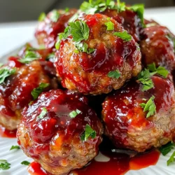 - 1 cup fresh or frozen cranberries - 1/2 cup ketchup - 1/4 cup brown sugar - 1/4 cup apple cider vinegar - 1 tablespoon Worcestershire sauce (non-alcoholic) - 1 teaspoon garlic powder - 1 teaspoon onion powder - 1/2 teaspoon smoked paprika - 1/4 teaspoon black pepper - 1/4 teaspoon salt - 1 tablespoon olive oil - Saucepan - Immersion blender or regular blender - Mixing spoon - Measuring cups and spoons Using fresh or frozen cranberries makes a big difference. The tartness of cranberries balances the sweetness of ketchup and brown sugar. This mix gives your meatballs a unique punch. Apple cider vinegar adds a nice tang, enhancing the overall flavor. I love using Worcestershire sauce in this recipe. It adds depth and a savory note. The spices like garlic powder, onion powder, and smoked paprika round out the taste, making it truly special. Having the right tools is key. A saucepan helps cook the sauce evenly. An immersion blender lets you blend the sauce right in the pan. If you don’t have one, a regular blender works too. Just be careful when blending hot liquids. These ingredients and tools set you up for a great flavor boost in your meatball dish. {{ingredient_image_1}} - Heat olive oil in a saucepan. - Add cranberries and sauté until they start to pop. First, warm the olive oil in a medium saucepan over medium heat. This step is key for rich flavor. Next, toss in the cranberries. Sauté them for about 2-3 minutes. You want to hear them pop and bubble. This sound means they are releasing their juices. - Stir in ketchup, brown sugar, apple cider vinegar, and Worcestershire sauce. - Season with spices and mix well. Now, it’s time to add flavor. Stir in ½ cup of ketchup, ¼ cup of brown sugar, and ¼ cup of apple cider vinegar. Add 1 tablespoon of Worcestershire sauce too. The mix of these ingredients creates a sweet and tangy base. Next, sprinkle in 1 teaspoon of garlic powder, 1 teaspoon of onion powder, ½ teaspoon of smoked paprika, ¼ teaspoon of black pepper, and ¼ teaspoon of salt. Mix everything well. - Lower heat and let sauce simmer for 15-20 minutes. - Blend for desired consistency before serving. Lower the heat now. Let the sauce simmer gently for about 15-20 minutes. Stir it occasionally. This helps break down the cranberries and thicken the sauce. Once it thickens, take it off the heat and let it cool slightly. If you want a smoother sauce, use an immersion blender or a regular blender. Blend until you reach your preferred consistency. Enjoy your flavorful sauce over meatballs! - Use fresh cranberries for a brighter flavor. They add a tangy kick that enhances the sauce. - Experiment with additional spices for personalized taste. Try adding cinnamon or chili powder for a twist. - Blend sauce until smooth for a different texture. A smooth sauce clings nicely to meatballs. - Allow sauce to cool to thicken further. It will get thicker as it cools, making it even richer. - Drizzle over meatballs and garnish for color. Fresh parsley or chopped chives add a nice touch. - Serve with toothpicks for easy consumption. This makes snacking fun and simple at gatherings. Pro Tips Use Fresh Cranberries: Fresh cranberries will give your sauce a vibrant flavor, but frozen cranberries are a convenient alternative that works well too. Adjust Sweetness: Depending on your taste preference, you can adjust the amount of brown sugar to make the sauce sweeter or more tart. Experiment with Spices: Feel free to add other spices like cayenne pepper for heat or ground cinnamon for a warm flavor twist. Storage Tips: Store any leftover sauce in an airtight container in the refrigerator for up to a week; it can also be frozen for longer storage. {{image_2}} You can easily change the recipe to suit your taste. For a sweeter sauce, substitute brown sugar with honey or maple syrup. Both add a nice flavor twist. If you want a tangier taste, try using different types of vinegar. Red wine vinegar or balsamic vinegar can make the sauce more complex and interesting. Want to add a new twist? Incorporate orange zest or juice for a fresh citrus flavor. This brightens the sauce and adds a nice zing. You can also experiment with other berries. Try raspberries or blueberries for a unique flavor profile. These fruits blend well with cranberries and can enhance the sauce's sweetness. If you follow a gluten-free diet, look for gluten-free Worcestershire sauce. This makes the sauce safe for everyone. You can also adjust the sugar levels to fit low-carb diets. Use sugar substitutes or reduce the amount of sweetener to make it more diet-friendly while keeping the flavor intact. - Refrigeration: Keep in an airtight container - Freezing: Store in freezer-safe containers When you've made cranberry BBQ sauce, it's key to store it right. If you plan to use the sauce within a week, put it in the fridge. An airtight container will keep it fresh. For longer storage, freeze it in freezer-safe containers. This helps hold on to the flavor. - Refrigerated: Up to 1 week - Frozen: Up to 3 months In the fridge, your sauce will last for about one week. If you freeze it, it will stay good for up to three months. Just remember to label your containers. This way, you know when you made it. - Microwave or stovetop to reheat before serving - Add water to thin out if necessary To reheat, you can use a microwave or stovetop. Heat it gently to avoid burning. If the sauce is too thick, add a little water. This will help you get the right consistency for serving. Enjoy the burst of flavors again! Yes, but adjust sugar levels due to added sweetness. Canned cranberries often have extra sugar. Taste your sauce as you mix. You may need less brown sugar if using canned. Preparation takes about 10 minutes; total time is 30 minutes. You can whip this sauce up quickly. Start by heating your olive oil. Then, add the cranberries and other ingredients. Excellent with meatballs, chicken, and pork dishes. The sweet and tart flavors enhance the meat. Use this sauce on grilled chicken for a tasty meal. It also works great with pork chops. This blog post covers how to make a tasty cranberry BBQ sauce. We explored the ingredients, tools, and steps needed to create this dish. You learned tips for enhancing flavor and variations to suit your taste. Storing options ensure your sauce stays fresh for future meals. This sauce is a great match for many meats. I hope you feel excited to try this easy recipe at home. Enjoy cooking and sharing this flavorful sauce with family and friends!