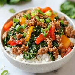 - Ground turkey - Brown rice - Fresh baby spinach - Onion - Garlic - Bell pepper - Low-sodium soy sauce - Sesame oil - Grated ginger - Salt and pepper - Green onion (for garnish) - Sesame seeds (optional) The ingredients in this Low Calorie Turkey Rice Bowl are simple but packed with flavor. You start with ground turkey, which is lean and full of protein. Brown rice serves as a hearty base. It is a smart choice because it has more fiber than white rice. Adding fresh baby spinach boosts the nutrition. Spinach is low in calories and high in vitamins. The onion and garlic give a nice aroma and taste. Bell peppers add a sweet crunch and color to the dish. For flavor, low-sodium soy sauce provides a savory touch without too much salt. Sesame oil adds depth and a hint of nuttiness. Grated ginger gives a warm spice that brightens the entire bowl. Finally, salt and pepper enhance all these wonderful flavors. You can garnish with green onion for a fresh bite and sesame seeds for a bit of crunch. This combination of ingredients creates a balanced meal that is both tasty and healthy. {{ingredient_image_1}} To cook the brown rice, follow the package instructions. Usually, you will need about 30-35 minutes. Here’s how to get it just right: - Use a 1:2 ratio of rice to water. - Bring the water to a boil, then add the rice. - Cover the pot and lower the heat to simmer. - Check it after 30 minutes. If it is tender and absorbs all the water, it's ready. Perfect rice should be fluffy, not sticky. For best results, let it sit covered for a few minutes after cooking. Start by heating 1 tablespoon of sesame oil in a large skillet over medium heat. Once the oil is hot, add: - 1 small chopped onion Sauté the onion for about 3-4 minutes until it turns translucent. Next, add: - 2 cloves of minced garlic - 1 teaspoon of grated ginger Stir these for an additional 1-2 minutes. You want to release their wonderful aromas without burning them. Now, raise the heat to medium-high. Add: - 1 pound of ground turkey Cook it until browned, about 6-8 minutes. Make sure to break it apart with a spatula as it cooks. When the turkey is no longer pink, add: - 1 diced bell pepper Stir and cook for another 2-3 minutes until the pepper softens. Finally, add: - 2 cups of fresh baby spinach This will wilt quickly. Drizzle in: - 2 tablespoons of low-sodium soy sauce Mix everything well and season with salt and pepper to your taste. Once the brown rice is ready, fluff it with a fork. Divide the rice into serving bowls. Top each bowl with the turkey and vegetable mixture. For a nice finish, garnish with: - Sliced green onions - Sesame seeds (if you like) This adds a lovely crunch and flavor! Enjoy your meal, packed with healthy ingredients and delicious taste. To boost flavor in your turkey rice bowl, try adding herbs and spices. Fresh herbs like cilantro or basil can brighten the dish. Dried herbs, such as oregano or thyme, work well too. They add depth without extra calories. You can also explore alternative sauces. Instead of low-sodium soy sauce, try teriyaki or a splash of lime juice. These options enhance the taste and add a unique twist. A drizzle of sriracha brings heat, while a touch of honey can add sweetness. Batch cooking is an easy way to enjoy this dish all week. Make double the amount of turkey and rice. Store the extra in separate containers. This way, you can mix and match for quick meals. For storage, let your turkey rice bowl cool before sealing. Use airtight containers to keep it fresh. This helps prevent sogginess. When ready to eat, simply reheat in the microwave or on the stove. Each ingredient in your turkey rice bowl brings health benefits. Ground turkey is lean protein, helping build muscle. Brown rice offers fiber, which supports digestion. Spinach is rich in vitamins A and C, boosting your immune system. To lower calorie content further, use less sesame oil. You can also reduce soy sauce for less sodium. Swap brown rice for cauliflower rice for a low-carb option. This keeps the meal light while still being filling. Pro Tips Use Fresh Ingredients: Fresh baby spinach and vibrant bell peppers not only enhance the flavor but also add essential nutrients to your meal. Customize the Protein: Feel free to substitute the ground turkey with ground chicken, beef, or even a plant-based protein for a different flavor profile. Perfect Rice Cooking: Rinse the brown rice under cold water before cooking to remove excess starch, which helps achieve a fluffier texture. Enhance with Spices: Experiment with adding spices like chili flakes or a dash of five-spice powder for an extra kick of flavor in your rice bowl. {{image_2}} You can swap ground turkey for plant-based protein. Options like lentils or chickpeas work well. These proteins give your dish a hearty feel without meat. They also add fiber, making your meal filling and healthy. Plus, using plant-based protein can lower calorie content. If you want a low-carb option, replace the rice with cauliflower rice. Cauliflower rice is light and easy to make. Simply pulse cauliflower florets in a food processor until they resemble rice. Sauté it in the same skillet for a quick, tasty base. This swap cuts carbs and calories while keeping flavor. Explore different vegetables and seasonings for diverse flavors. Try adding mushrooms, zucchini, or carrots for more texture. Fresh herbs like basil or cilantro can brighten the dish. You can also change up the sauce; teriyaki or hoisin will add a sweet twist. Each variation brings a new taste to your turkey rice bowl. To store your turkey rice bowl, use airtight containers. Glass or plastic containers work well. Make sure the dish cools down before sealing. Let it sit at room temperature for about 30 minutes. This helps avoid steam build-up, which can make your meal soggy. Reheat your turkey rice bowl on the stove for best results. Heat a skillet over medium heat. Add a splash of water or broth to keep it moist. Stir occasionally until it’s hot. You can also use a microwave. Place in a microwave-safe bowl and cover it loosely. Heat for 1-2 minutes, stirring halfway through. In the fridge, your turkey rice bowl lasts up to four days. For longer storage, freeze it. In the freezer, it can last up to three months. When ready to eat, thaw in the fridge overnight before reheating. Yes, you can use white rice. However, the nutrition changes a bit. White rice has fewer fibers than brown rice. If you use white rice, cook it for about 15-20 minutes instead of 30-35 minutes. This change can make the dish lighter, but you miss out on some health benefits. This recipe is not gluten-free due to the soy sauce. You can swap it for gluten-free soy sauce or coconut aminos. These options taste great and keep the dish gluten-free. Always check the labels when you buy these products to be sure. Yes, you can freeze this dish. To freeze, let it cool completely. Then, put it in a freezer-safe container. It will last about three months in the freezer. When ready to eat, thaw it overnight in the fridge. Reheat it in a skillet or microwave until hot. You can serve many things with this turkey rice bowl. Try a fresh salad with mixed greens and a light vinaigrette. Steamed broccoli or roasted carrots also work well. You can even add some fruit, like sliced apples, for a sweet crunch. This blog post showed how to make a tasty turkey rice bowl. We covered the main ingredients and their health benefits. I shared step-by-step ways to cook rice, sauté veggies, and combine all the parts. You learned tips for flavor, storage, and meal prep. In the end, you have a flexible recipe. You can change it to fit your needs. Enjoy making this dish and sharing it with others! Your kitchen adventures await!
