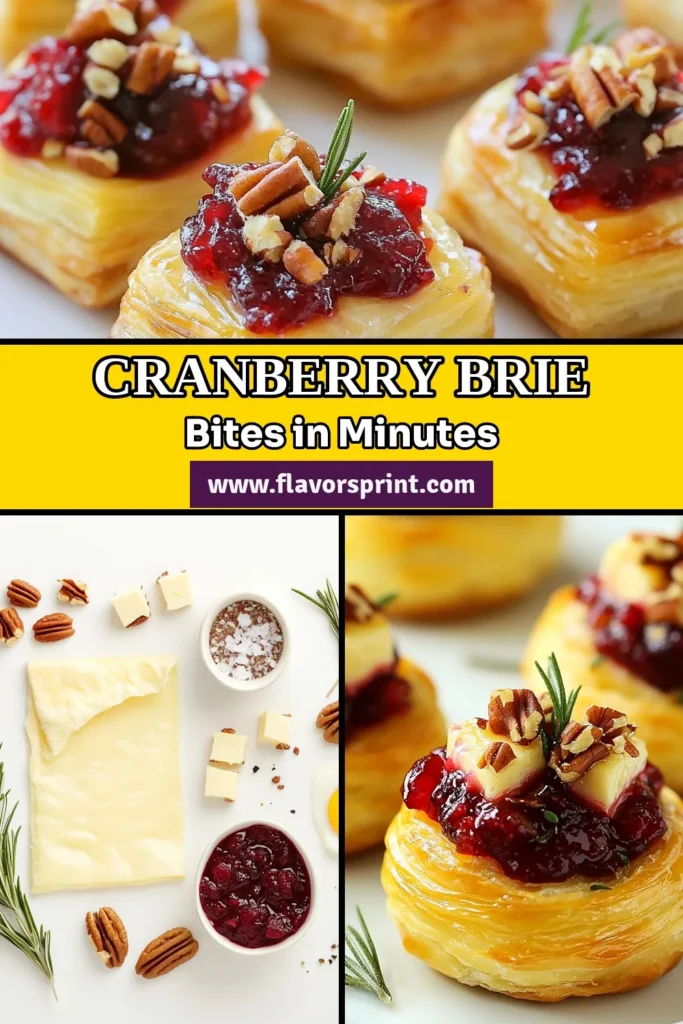 Elevate your holiday gatherings with this easy Cranberry Brie bites recipe! These delectable puff pastry appetizers are perfect for entertaining and make the ultimate holiday cheese bites. With just a few ingredients like Brie cheese and cranberry sauce, you can impress your guests with these baked Brie bites that are both delicious and simple to prepare. Save this recipe for effortless entertaining! #CranberryBrie #PuffPastryAppetizers #EasyCranberryAppetizers #HolidayCheeseBites