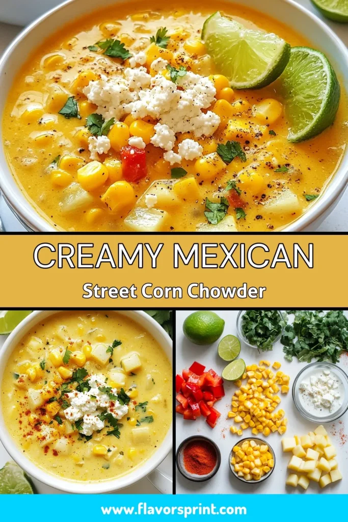 Discover the deliciousness of Mexican street corn chowder with this easy corn chowder recipe! This creamy corn soup is perfect for anyone craving a savory vegetarian chowder. Packed with fresh ingredients, it's the ultimate comfort food. Whether you're hosting a gathering or enjoying a cozy night in, this chowder is sure to impress. Save this recipe for your next meal! #MexicanStreetCornChowder #CornChowderRecipe #CreamyCornSoup #SavoryCornRecipes