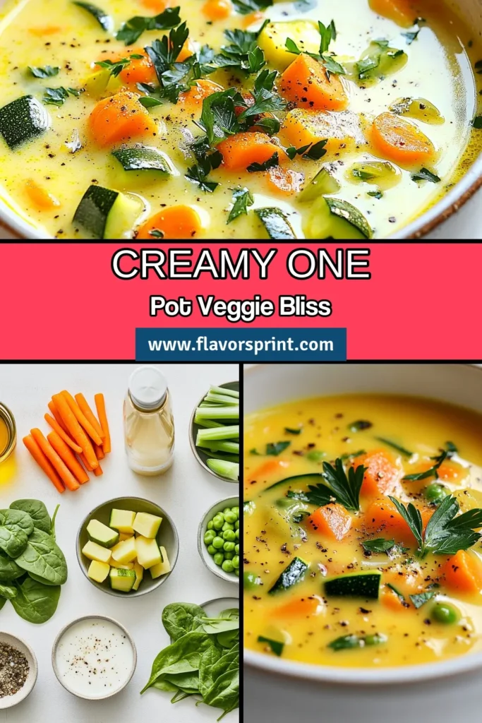 Discover the ultimate comfort food with this One-Pot Creamy Vegetable Soup! This easy vegetable soup recipe combines fresh veggies with creamy textures for a deliciously healthy vegan soup recipe. Perfect for families, it’s packed with nutrients and flavor. Enjoy a wholesome meal with minimal cleanup. Don’t miss out—save this creamy vegetable soup recipe for your next cozy dinner! #OnePotSoup #VeganRecipes #HealthyEating #EasyRecipes