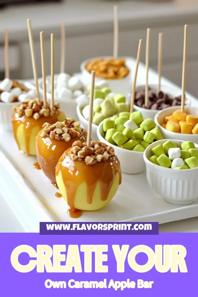 Create a fun and delicious DIY Caramel Apple Topping Bar with this easy caramel apple bar recipe! Indulge in homemade caramel sauce paired with fresh apples and endless apple topping ideas. Perfect for gatherings or a cozy night in, this apple dessert bar allows everyone to customize their treats with nuts, marshmallows, cookies, and more. Try it today and delight your taste buds! #CaramelApples #DessertIdeas #AppleDessertBar #HomemadeTreats
