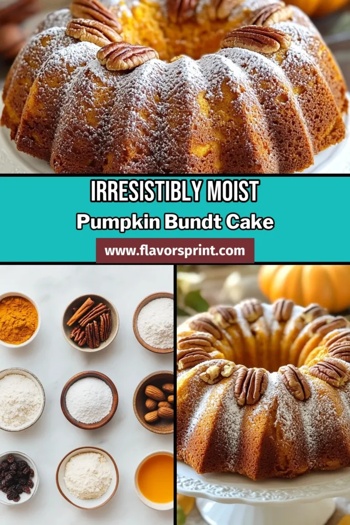 Indulge in this delicious pumpkin bundt cake recipe that's perfect for fall! This moist pumpkin cake is an easy pumpkin dessert that will impress your family and friends. With warm spices and optional nuts, it's a delightful addition to your fall baking recipes. Enjoy a slice of this pumpkin cake with nuts for a cozy treat. Save this recipe for your next autumn gathering! #PumpkinBundtCake #FallBaking #EasyPumpkinDessert #PumpkinCakeWithNuts