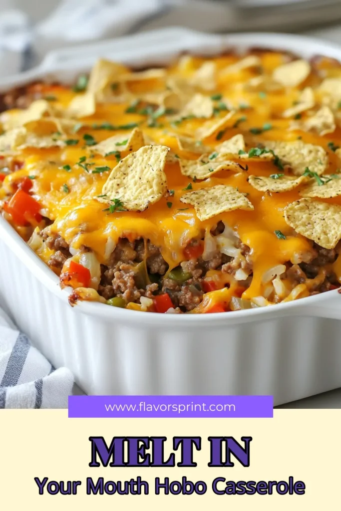 Discover the delicious Hobo Ground Beef Casserole, an easy casserole recipe perfect for busy nights! This ground beef casserole with vegetables combines hearty ingredients like rice, mixed veggies, and melty cheddar cheese in one dish meal that's sure to please the whole family. Try this cheesy beef casserole recipe for a satisfying dinner option. Save this recipe for your next family gathering! #casserole #groundbeef #onepotmeal #easyrecipes