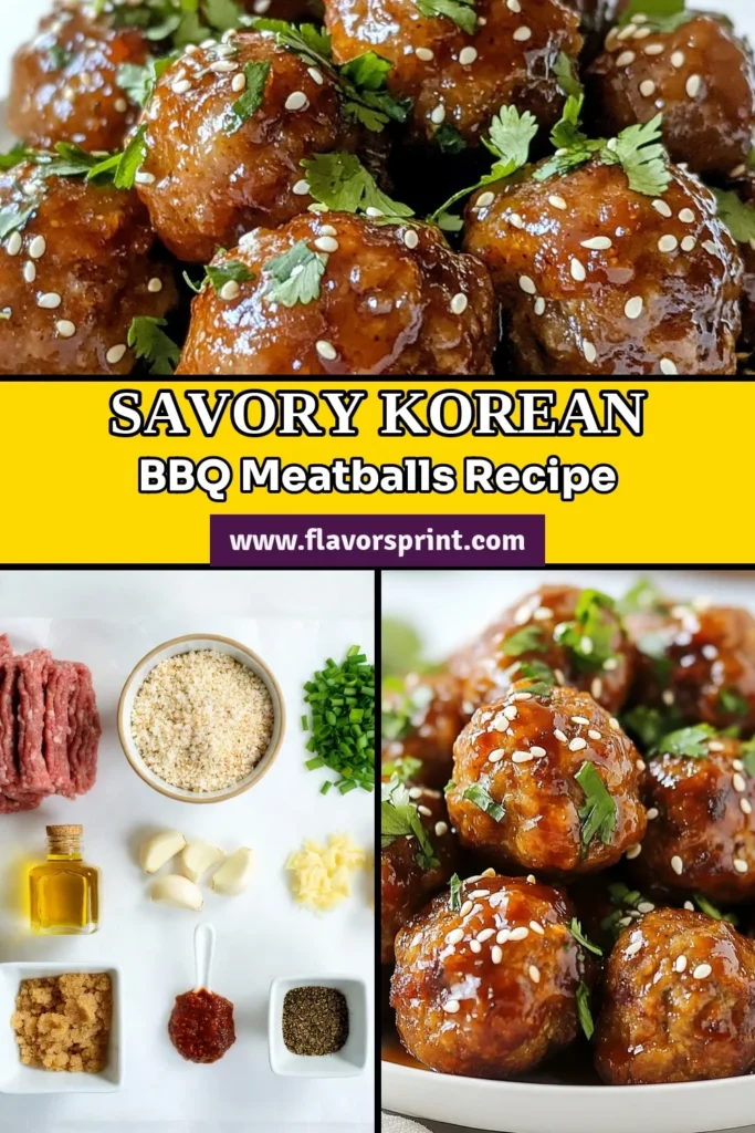 Discover the ultimate easy Korean meatballs recipe with these mouthwatering Korean BBQ meatballs! Made with ground beef, panko breadcrumbs, and a flavorful gochujang glaze, these baked meatballs with gochujang are perfect for a weeknight dinner or a fun party dish. Try this Asian-inspired meatball recipe and impress your family and friends. Save this delicious recipe for later! #KoreanBBQMeatballs #EasyMeatballs #BakedMeatballs #AsianInspiredCooking