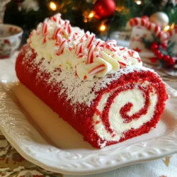 - 1 cup all-purpose flour - 1 cup granulated sugar - 1/2 teaspoon baking powder - 1/2 teaspoon baking soda - 1/2 teaspoon salt - 2 large eggs - 1/2 cup vegetable oil - 1/2 cup buttermilk, at room temperature - 1 tablespoon red food coloring - 1 teaspoon vanilla extract - 1/2 teaspoon cocoa powder - 1 cup cream cheese, softened - 1/2 cup powdered sugar - 1 teaspoon lemon juice - 1 teaspoon vanilla extract (for filling) When measuring ingredients, it is best to use standard units. Here’s a quick guide: - Cup: Commonly used for dry and wet ingredients. - Teaspoon: Used for smaller amounts like baking powder or vanilla. - Tablespoon: Used for larger small quantities like food coloring. To make your cake roll even more festive, consider these options: - Crushed candy canes for a fun crunch. - Extra powdered sugar for a snowy look. - Chocolate shavings for a rich touch. This list of ingredients sets the stage for a delightful Christmas treat. Mix and match the garnishes to fit your style! {{ingredient_image_1}} First, gather all your ingredients. You will need: - 1 cup all-purpose flour - 1 cup granulated sugar - 1/2 teaspoon baking powder - 1/2 teaspoon baking soda - 1/2 teaspoon salt - 2 large eggs - 1/2 cup vegetable oil - 1/2 cup buttermilk, at room temperature - 1 tablespoon red food coloring - 1 teaspoon vanilla extract - 1/2 teaspoon cocoa powder - 1 cup cream cheese, softened - 1/2 cup powdered sugar - 1 teaspoon lemon juice - 1 teaspoon vanilla extract (for filling) - Optional: crushed candy canes for garnish Now, preheat your oven to 350°F (175°C). Line a 15x10-inch baking pan with parchment paper. Leave some overhang for easy removal later. Lightly grease the parchment paper to avoid sticking. In a big mixing bowl, whisk the flour, sugar, baking powder, baking soda, salt, and cocoa powder. In another bowl, mix the eggs, vegetable oil, buttermilk, red food coloring, and vanilla extract. Mix until it is smooth. Now, slowly add the dry mix to the wet mix. Stir just until combined. Don't overmix; this keeps the cake soft. Pour the batter into your prepared pan. Spread it evenly. Bake for 15-20 minutes. Use a toothpick to check if it is done. If it comes out clean, it’s ready. While the cake bakes, prepare a clean kitchen towel. Dust it with powdered sugar. Once the cake is out of the oven, quickly invert it onto the towel. Carefully take off the parchment paper. Start rolling the cake from one end, using the towel to help. Roll it tight. Let it cool in this rolled shape for about 1 hour. This helps set the shape and keeps it from cracking later. Once cool, unroll the cake gently. Spread the cream cheese filling evenly, but leave a small border. Roll the cake back up, this time without the towel. Place it seam-side down on a platter. If you want, top it with crushed candy canes or a dusting of powdered sugar for a festive touch. To get a great roll, start with a warm cake. As soon as the cake comes out of the oven, flip it onto a towel dusted with powdered sugar. This helps keep it from sticking. Roll the cake tightly while it’s still warm. Let it cool completely in that rolled shape. This step is key for a perfect finish. One common mistake is overmixing the batter. Mix just until combined. Overmixing can lead to a tough cake. Another mistake is not using enough powdered sugar on the towel. If you skip this step, the cake may stick. Also, don’t skip the cooling time. If you unroll it too soon, it can crack. You’ll need a few essential tools to make this cake roll. A rimmed baking pan is a must. A clean kitchen towel is also important for rolling the cake. Use a whisk for mixing your ingredients. A spatula helps spread the cream cheese filling. Finally, a sharp knife is great for slicing the cake roll for serving. Pro Tips Use Room Temperature Ingredients: Ensure your eggs and buttermilk are at room temperature for better emulsification, resulting in a lighter cake. Don’t Overmix the Batter: Mix until just combined to avoid a dense texture; a few lumps are okay! Cool the Cake Completely: Allow the rolled cake to cool fully to prevent the cream cheese filling from melting and oozing out when rolled. Experiment with Flavors: Add a splash of peppermint extract to the filling for a festive twist or try different flavors of food coloring for a unique look. {{image_2}} You can change the filling to make your cake roll special. Here are some ideas: - Chocolate Ganache: Melt dark chocolate with cream for a rich taste. - Whipped Cream: Use freshly whipped cream for a light option. - Fruit Compote: Add a layer of your favorite fruit spread for a fresh twist. - Nut Butter: Try almond or peanut butter for a nutty flavor. These fillings add fun textures and tastes to the cake roll. While red velvet is classic, you can explore other flavors too. Try these: - Chocolate Red Velvet: Add more cocoa powder for a richer chocolate flavor. - Spiced Red Velvet: Mix in cinnamon or nutmeg for a cozy taste. - Citrus Zest: Add lemon or orange zest to brighten the cake. Experimenting with flavors keeps the cake exciting and festive. Decorations make your cake roll stand out. Here are some options: - Chocolate Drizzle: Drizzle melted chocolate for a glossy finish. - Edible Glitter: Sprinkle edible glitter for a sparkly look. - Fresh Berries: Top the cake with fresh raspberries or strawberries. - Mint Leaves: Add mint leaves for a pop of color and freshness. These decorations add a festive touch to your dessert. After enjoying your Christmas Red Velvet Cake Roll, store any leftovers in the fridge. Wrap it tightly in plastic wrap or place it in an airtight container. This keeps it fresh for up to four days. If you want to keep it longer, consider freezing it. To freeze the cake roll, first wrap it well in plastic wrap. Then, wrap it in aluminum foil for extra protection. Label the roll with the date. You can freeze it for up to three months. When you're ready to enjoy it, just thaw it in the fridge overnight. If you want to warm up the cake roll, place it on a microwave-safe plate. Heat it for about 10 to 15 seconds. Be careful not to overheat, as this can make the cake dry. Serve it warm with a dollop of cream cheese filling for a tasty treat! You can use milk with vinegar. Just add one tablespoon of vinegar to a cup of milk. Let it sit for about five minutes. This will make a good buttermilk substitute. You can also use plain yogurt or sour cream. Thin them with a little water to get the right consistency. To prevent cracks, roll the cake while it is warm. Use a clean kitchen towel dusted with powdered sugar. Roll it tightly but gently. Let it cool in the towel for about an hour. This helps it keep its shape. Yes, you can make the cake roll a day before. After rolling it, wrap it in plastic wrap. Store it in the fridge. Just wait to add the cream cheese filling until you are ready to serve. The flavors will blend well overnight. For decoration, you can sprinkle crushed candy canes on top. This adds a festive touch. You can also dust the roll with powdered sugar. If you want, pipe extra cream cheese filling on top for a pretty look. We explored the key steps for making a delicious cake roll. We covered the ingredients, tools, and tips needed to succeed. I shared common mistakes to avoid and how to store any leftovers. Different fillings and flavors can make each cake roll unique. Remember, practice makes perfect. With these tips, your cake roll can impress anyone. Happy baking!