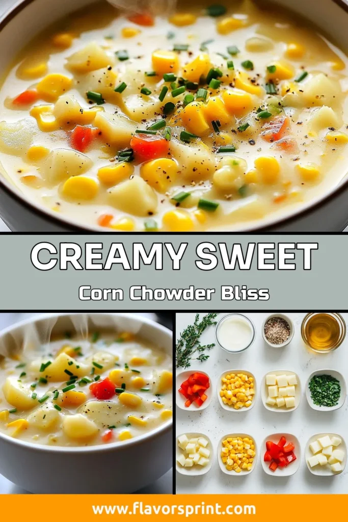 Discover the ultimate sweet corn chowder recipe that’s both creamy and delicious! This easy corn soup recipe is perfect for cozy nights and can be made dairy-free for a lighter option. Loaded with fresh vegetables, our creamy corn chowder is sure to satisfy your cravings. Enjoy a bowl of this hearty vegetable chowder that brings comfort and flavor in every spoonful. Save this recipe for a delightful meal! #CornChowder #DairyFree #SoupRecipe #EasyRecipes